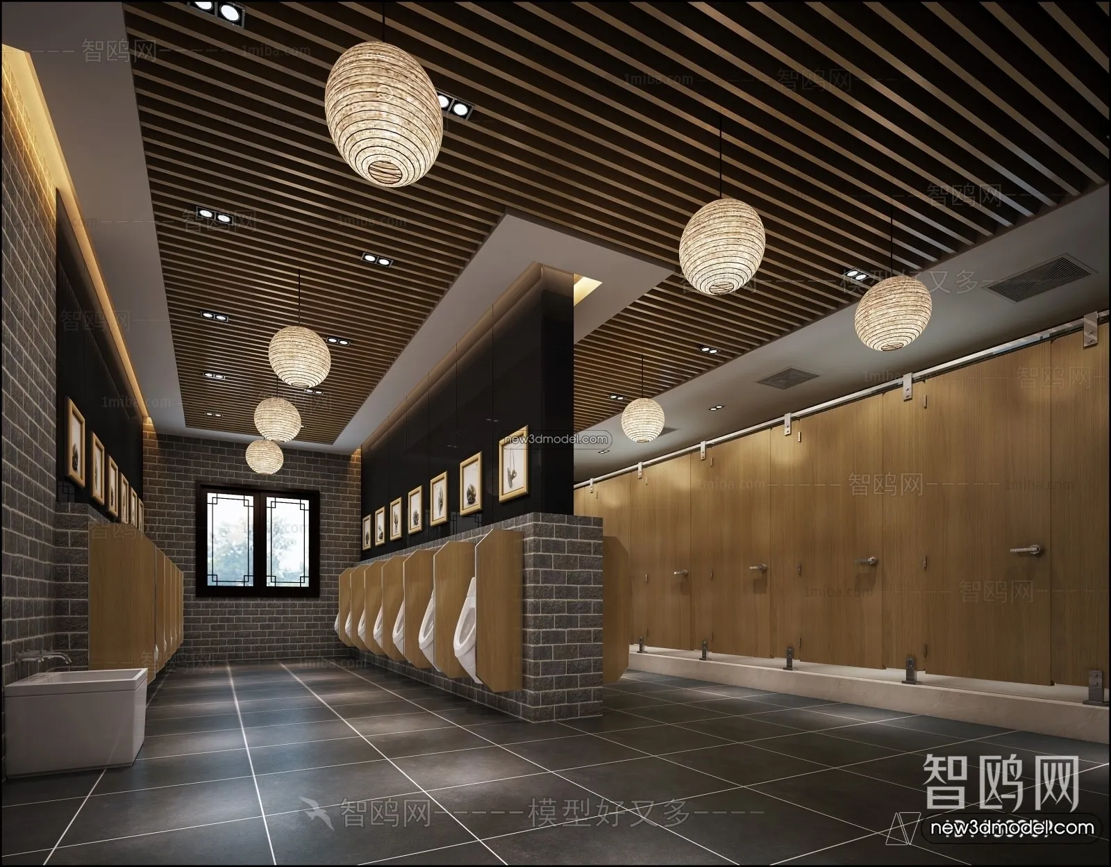 Public Toilet - WC - 3D Interior Scene - 3D Models - 032