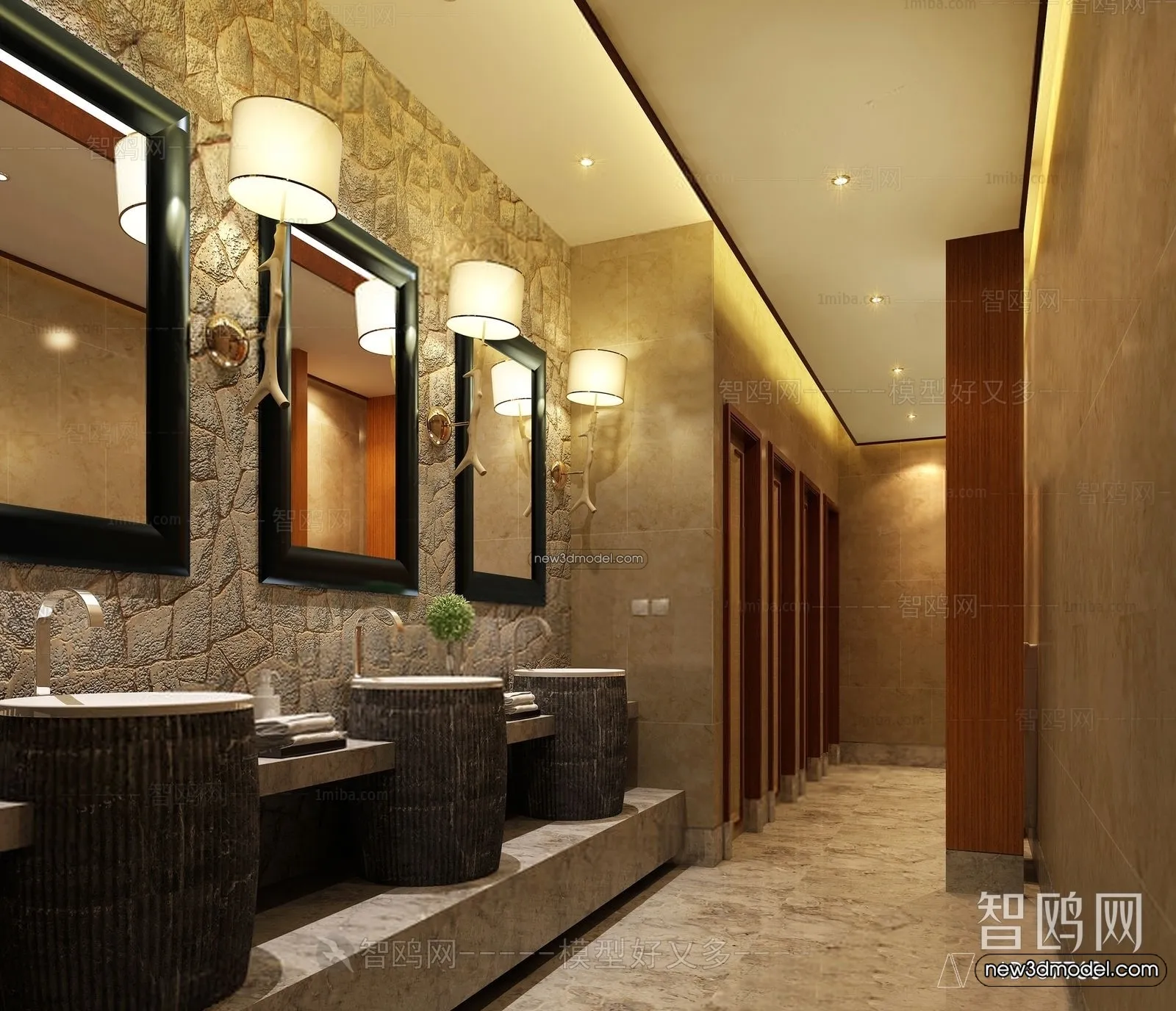 Public Toilet - WC - 3D Interior Scene - 3D Models - 039