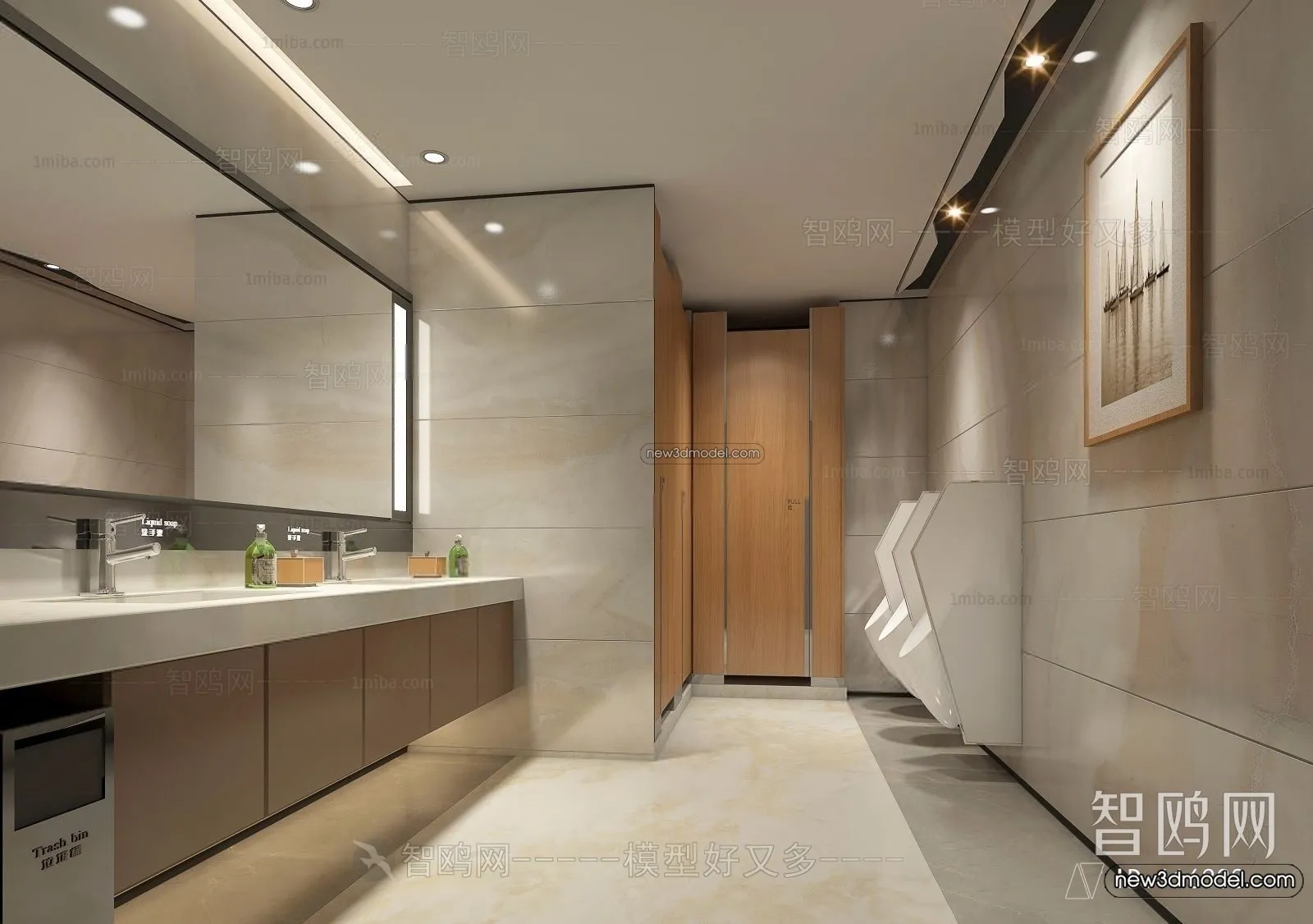 Public Toilet - WC - 3D Interior Scene - 3D Models - 041