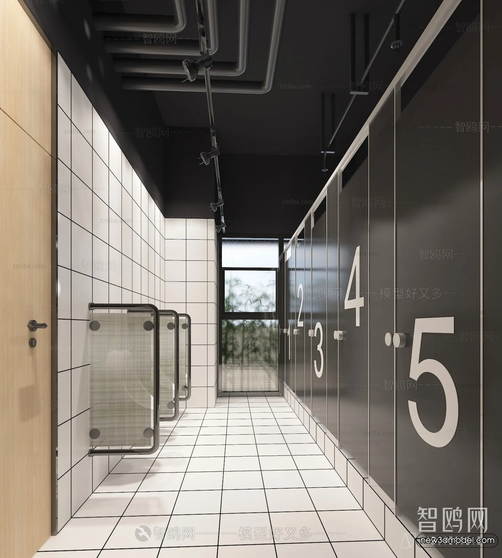 Public Toilet - WC - 3D Interior Scene - 3D Models - 042