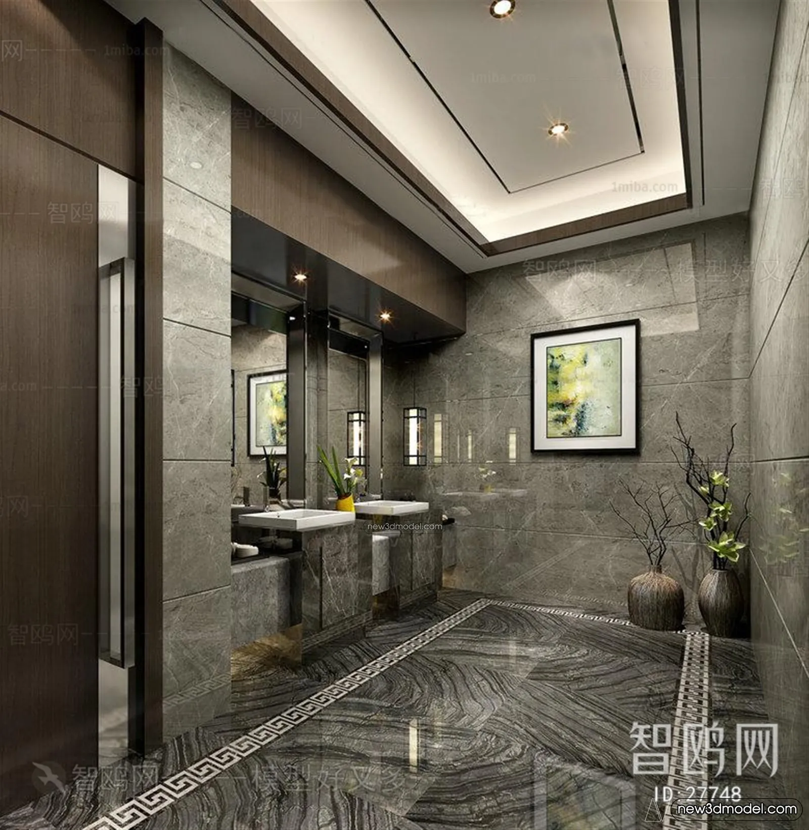 Public Toilet - WC - 3D Interior Scene - 3D Models - 046