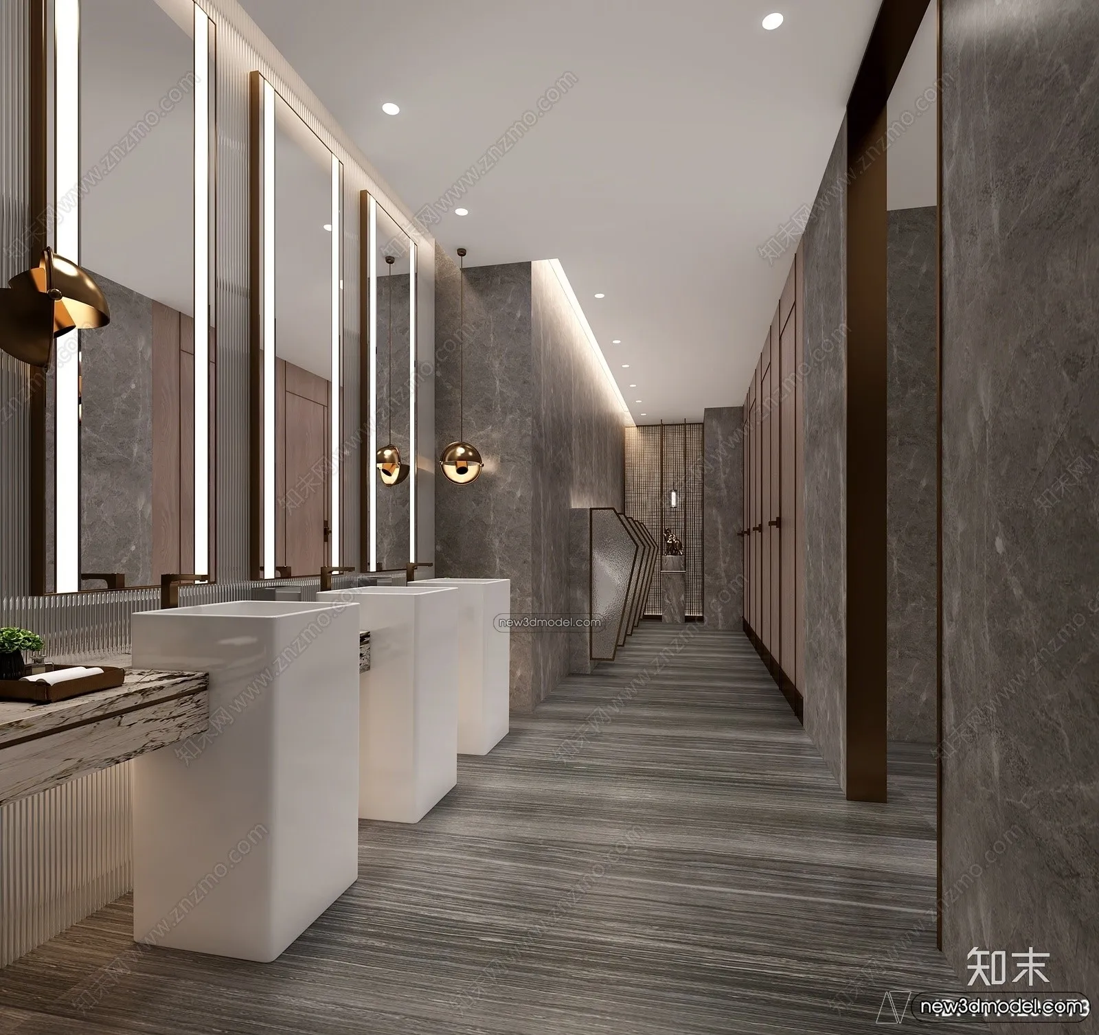 Public Toilet - WC - 3D Interior Scene - 3D Models - 053