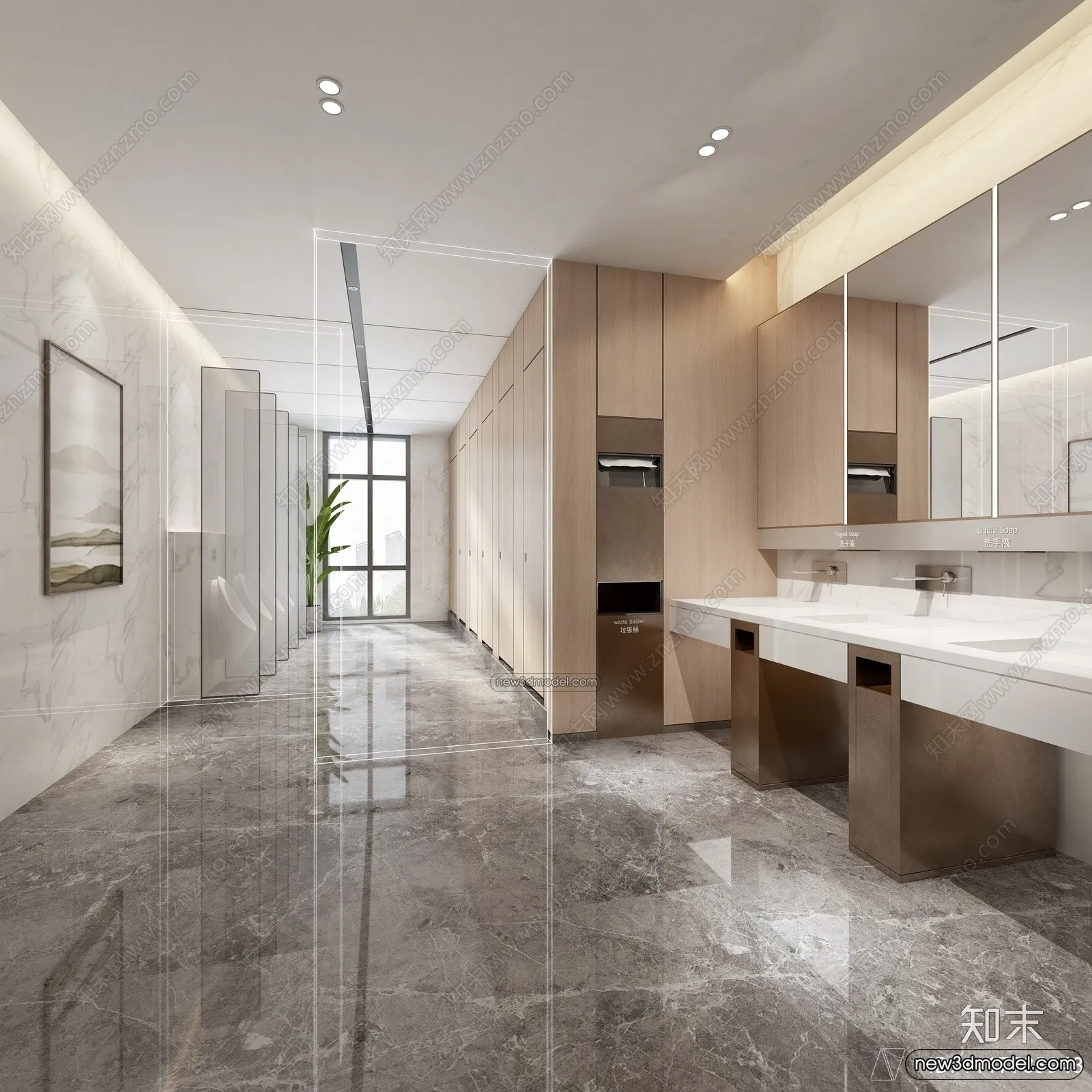 Public Toilet - WC - 3D Interior Scene - 3D Models - 055