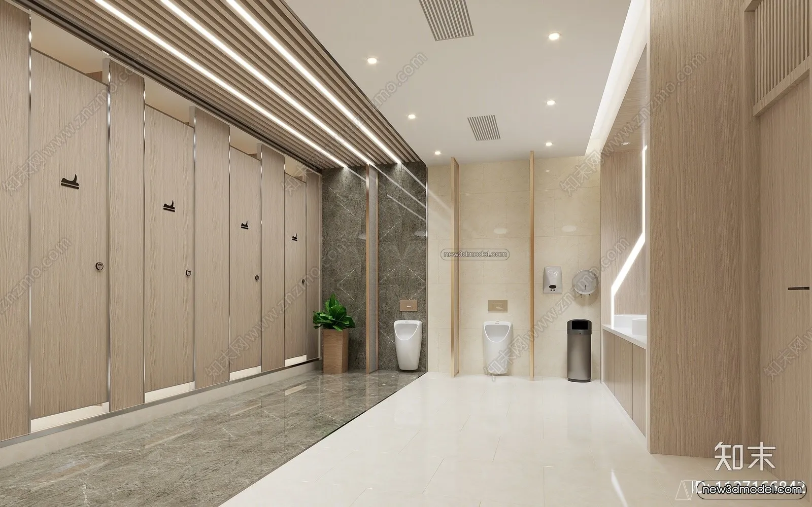 Public Toilet - WC - 3D Interior Scene - 3D Models - 059