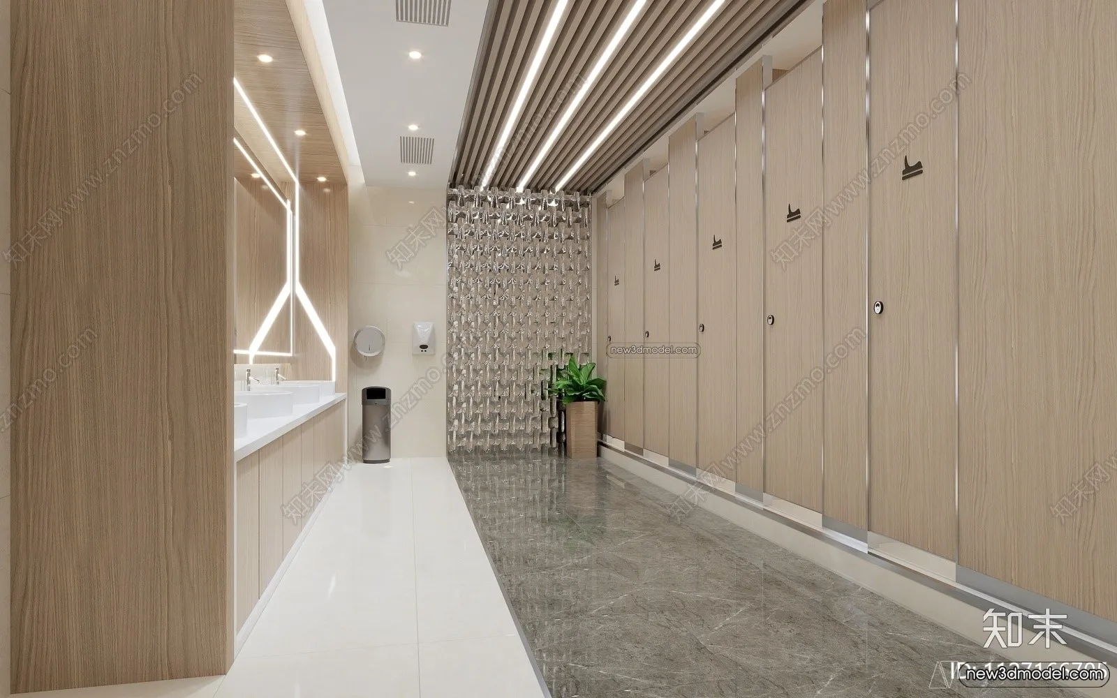 Public Toilet - WC - 3D Interior Scene - 3D Models - 062