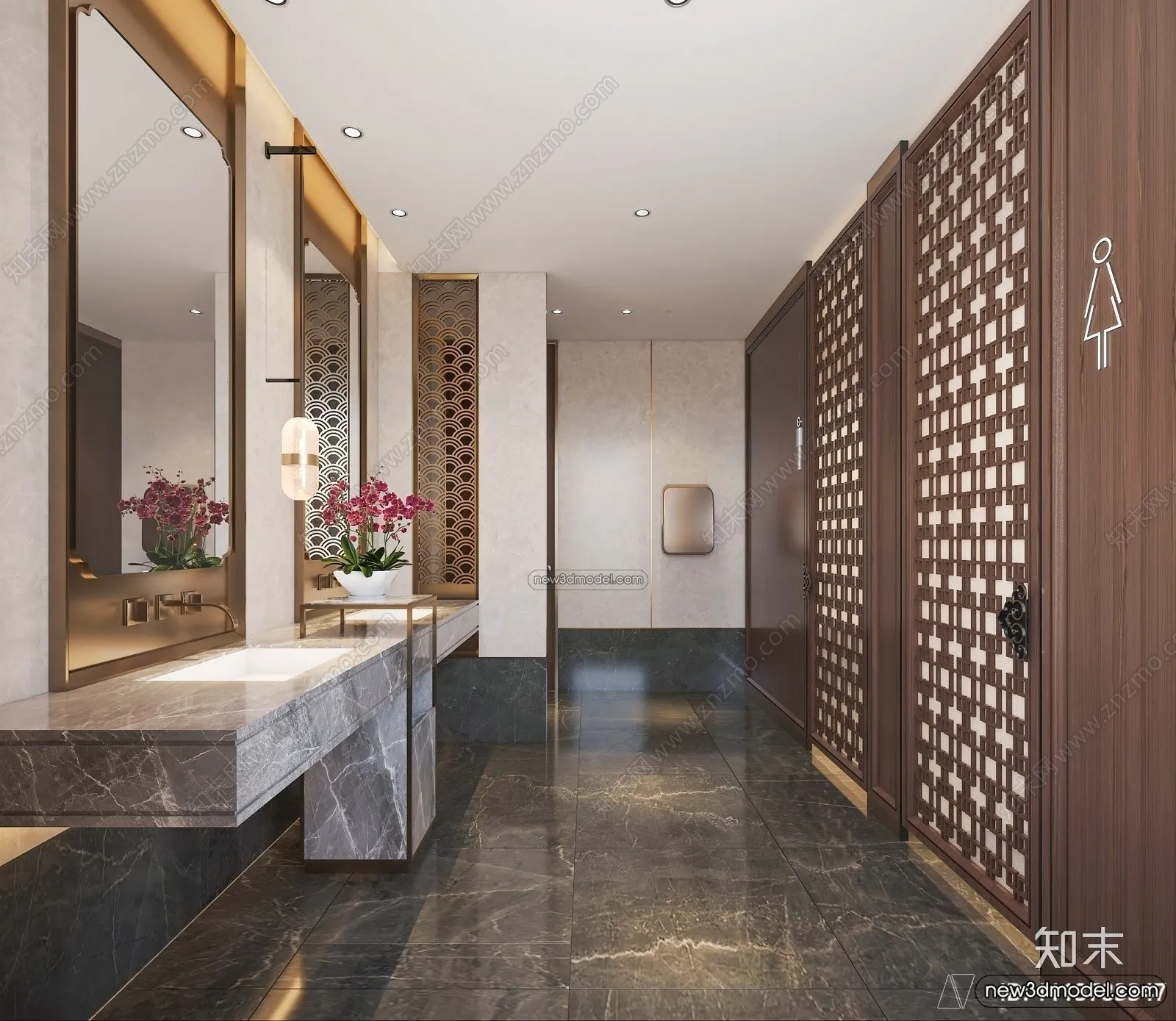 Public Toilet - WC - 3D Interior Scene - 3D Models - 064