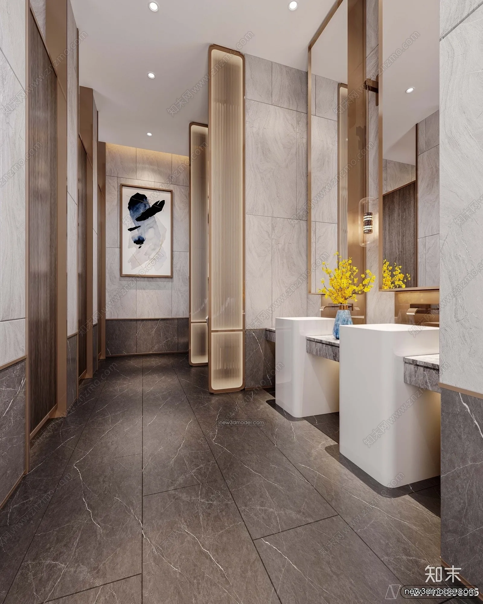 Public Toilet - WC - 3D Interior Scene - 3D Models - 066