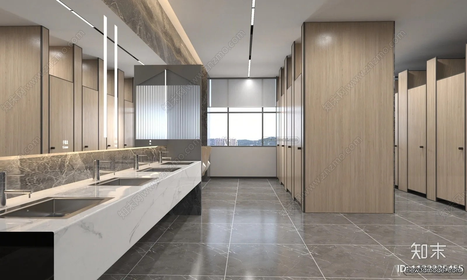 Public Toilet - WC - 3D Interior Scene - 3D Models - 068