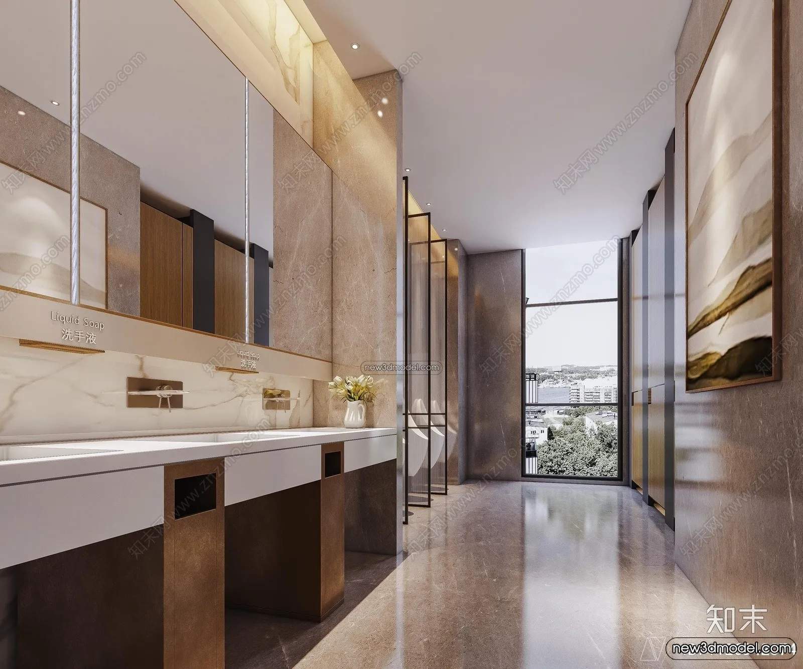 Public Toilet - WC - 3D Interior Scene - 3D Models - 070