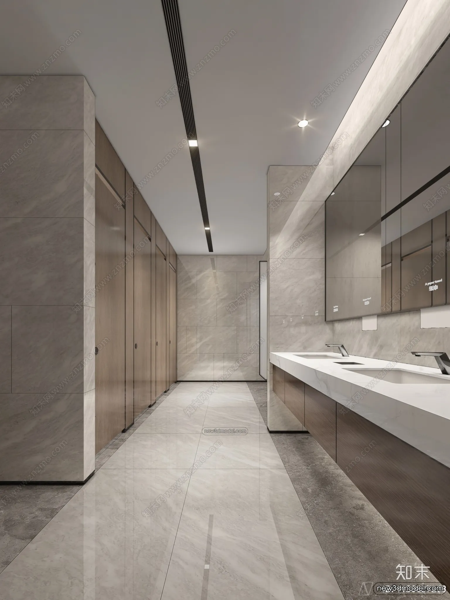 Public Toilet - WC - 3D Interior Scene - 3D Models - 073