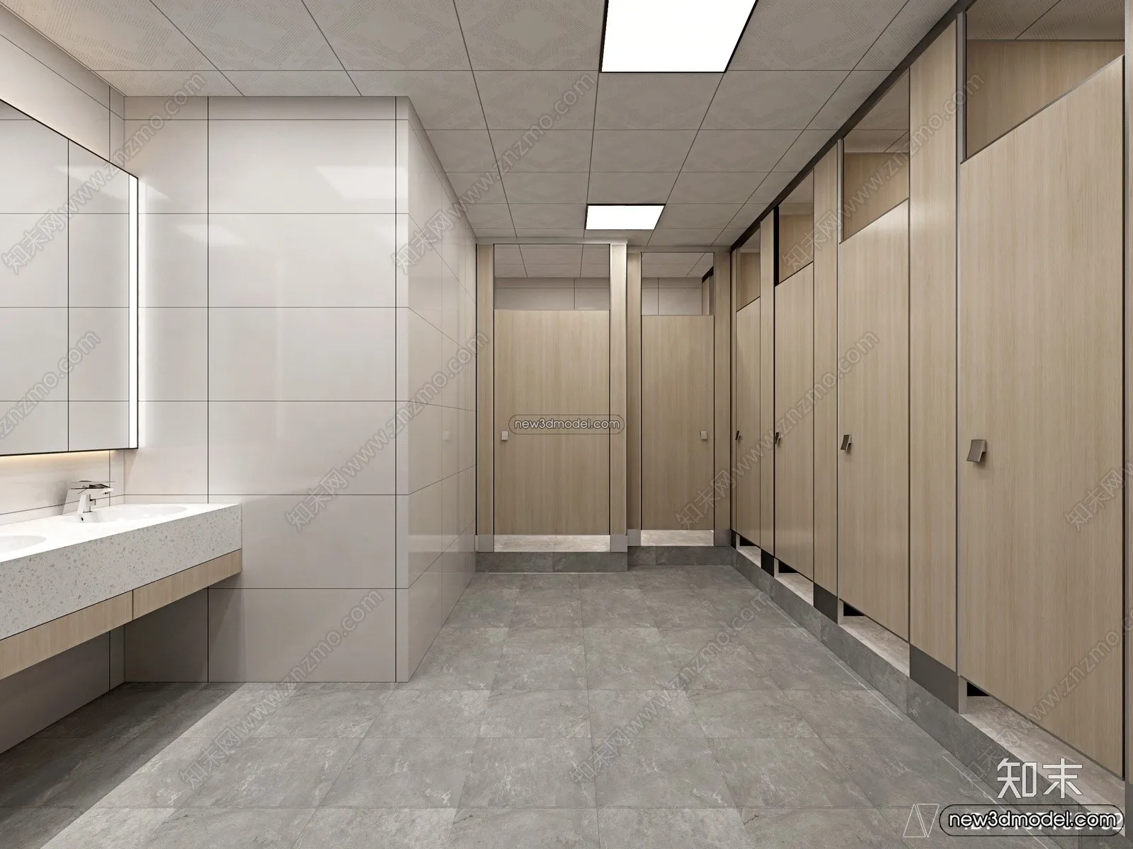 Public Toilet - WC - 3D Interior Scene - 3D Models - 075