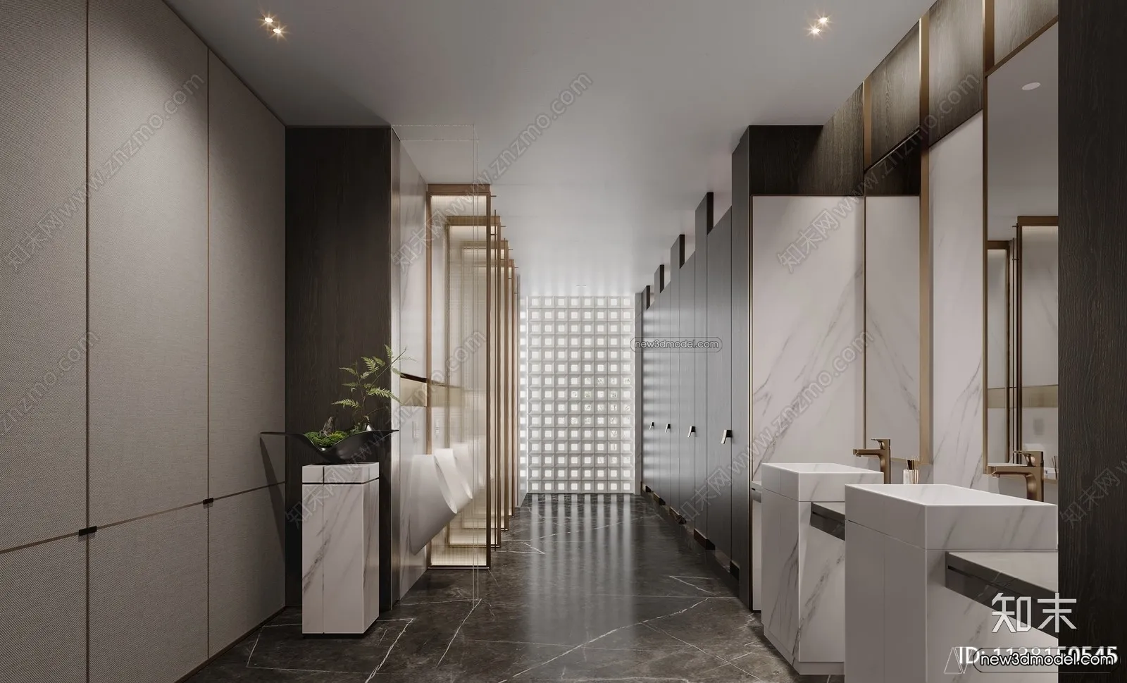 Public Toilet - WC - 3D Interior Scene - 3D Models - 080