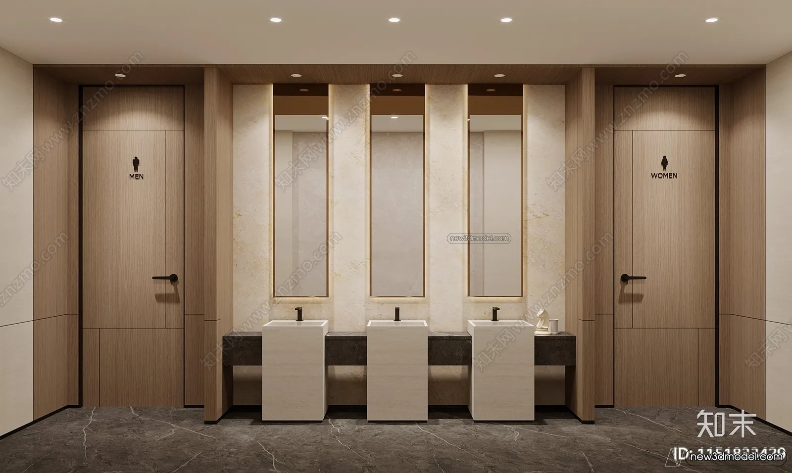 Public Toilet - WC - 3D Interior Scene - 3D Models - 081