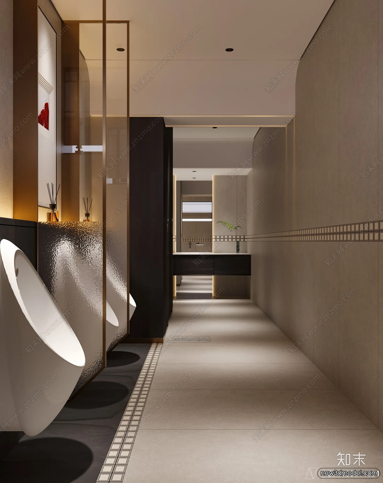 Public Toilet - WC - 3D Interior Scene - 3D Models - 084