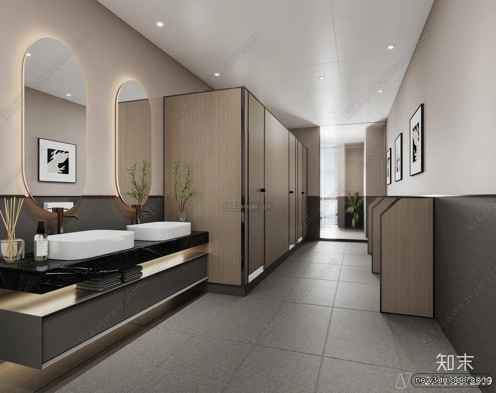 Public Toilet - WC - 3D Interior Scene - 3D Models - 085