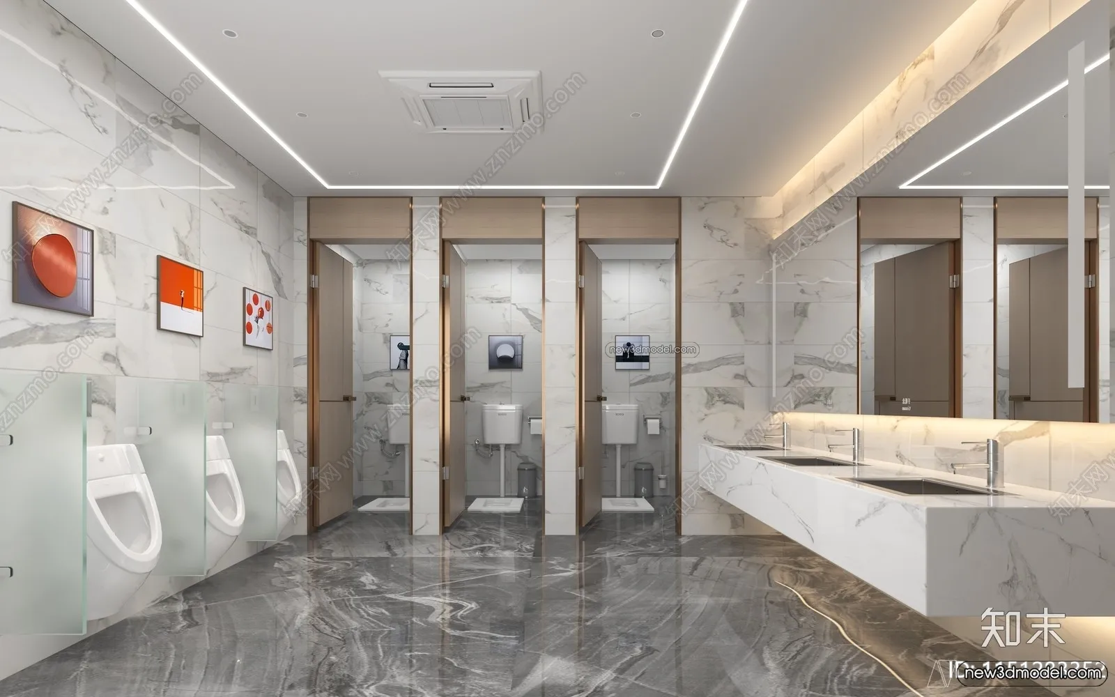 Public Toilet - WC - 3D Interior Scene - 3D Models - 087