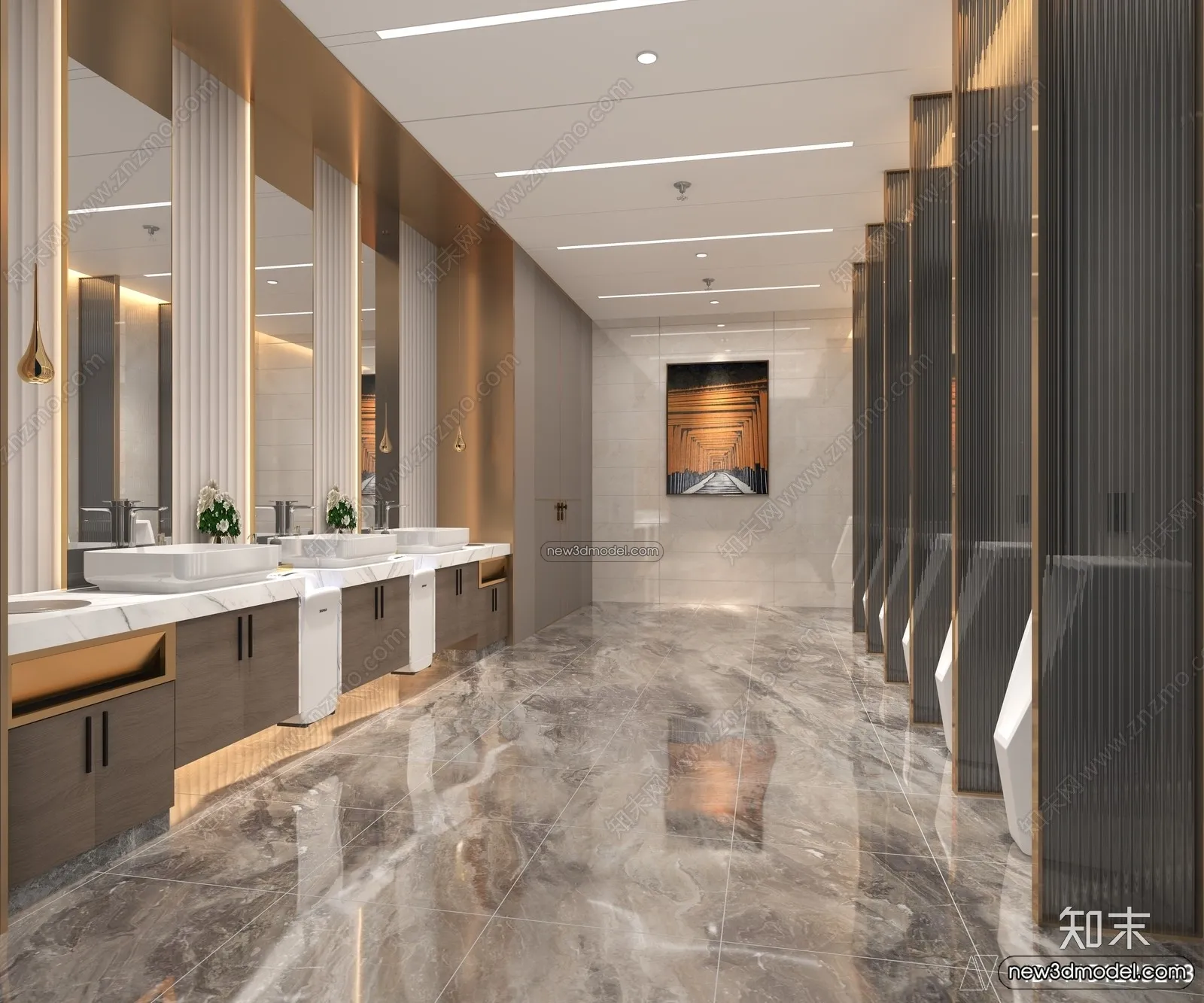 Public Toilet - WC - 3D Interior Scene - 3D Models - 088