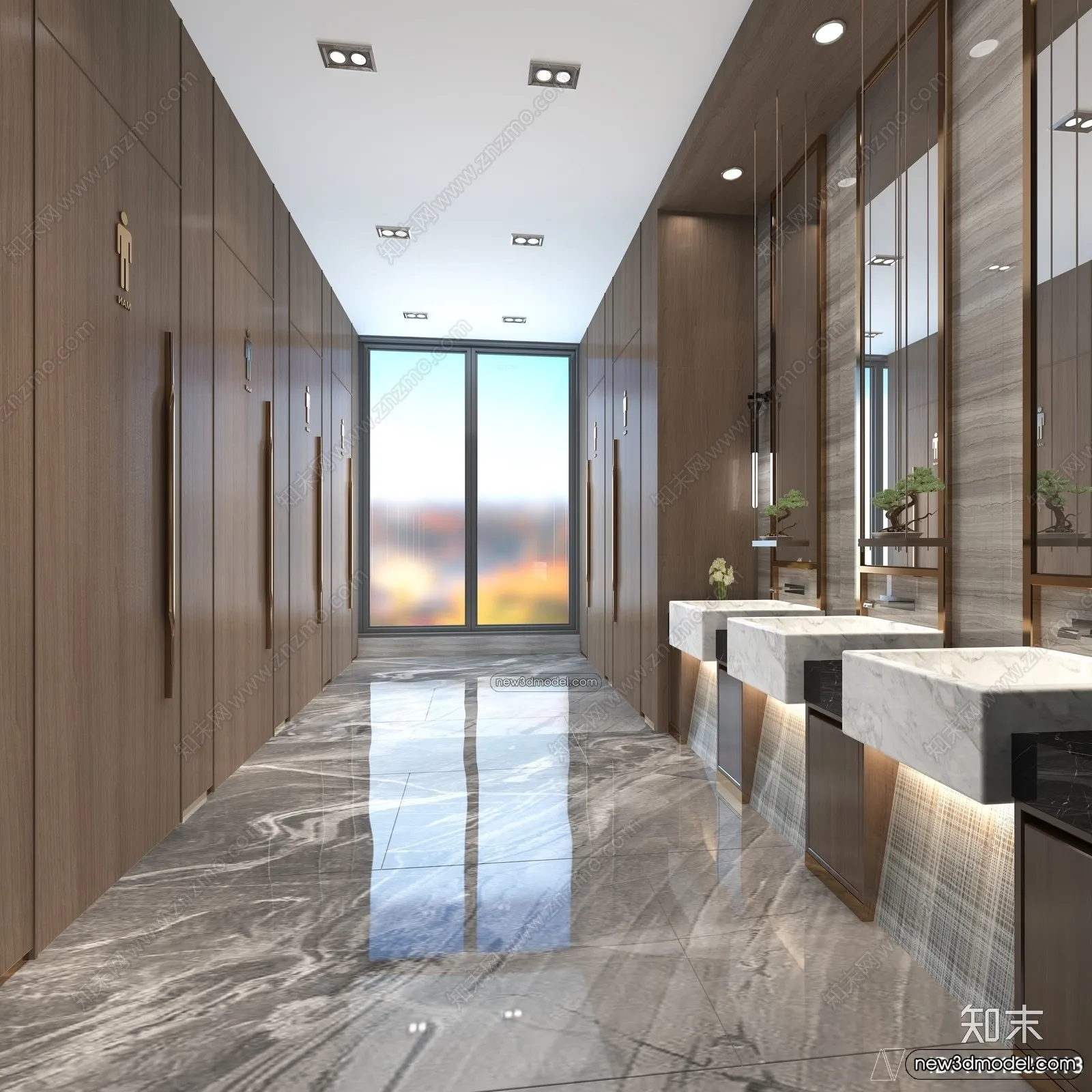 Public Toilet - WC - 3D Interior Scene - 3D Models - 091