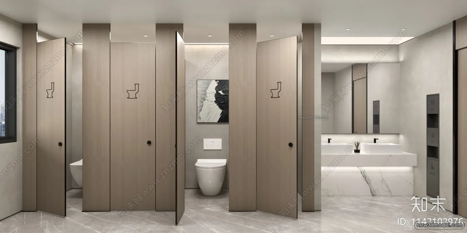 Public Toilet - WC - 3D Interior Scene - 3D Models - 093