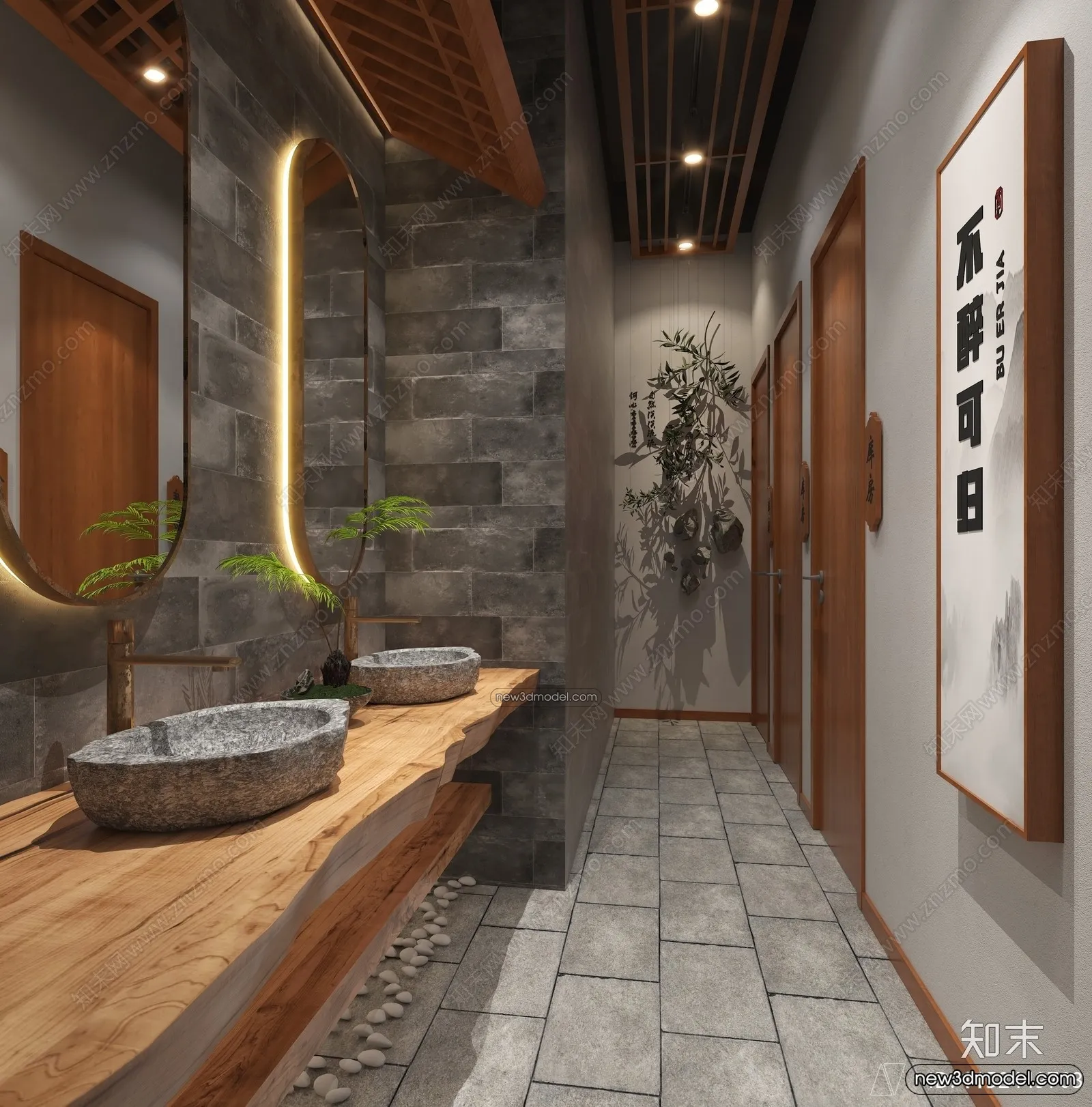 Public Toilet - WC - 3D Interior Scene - 3D Models - 095