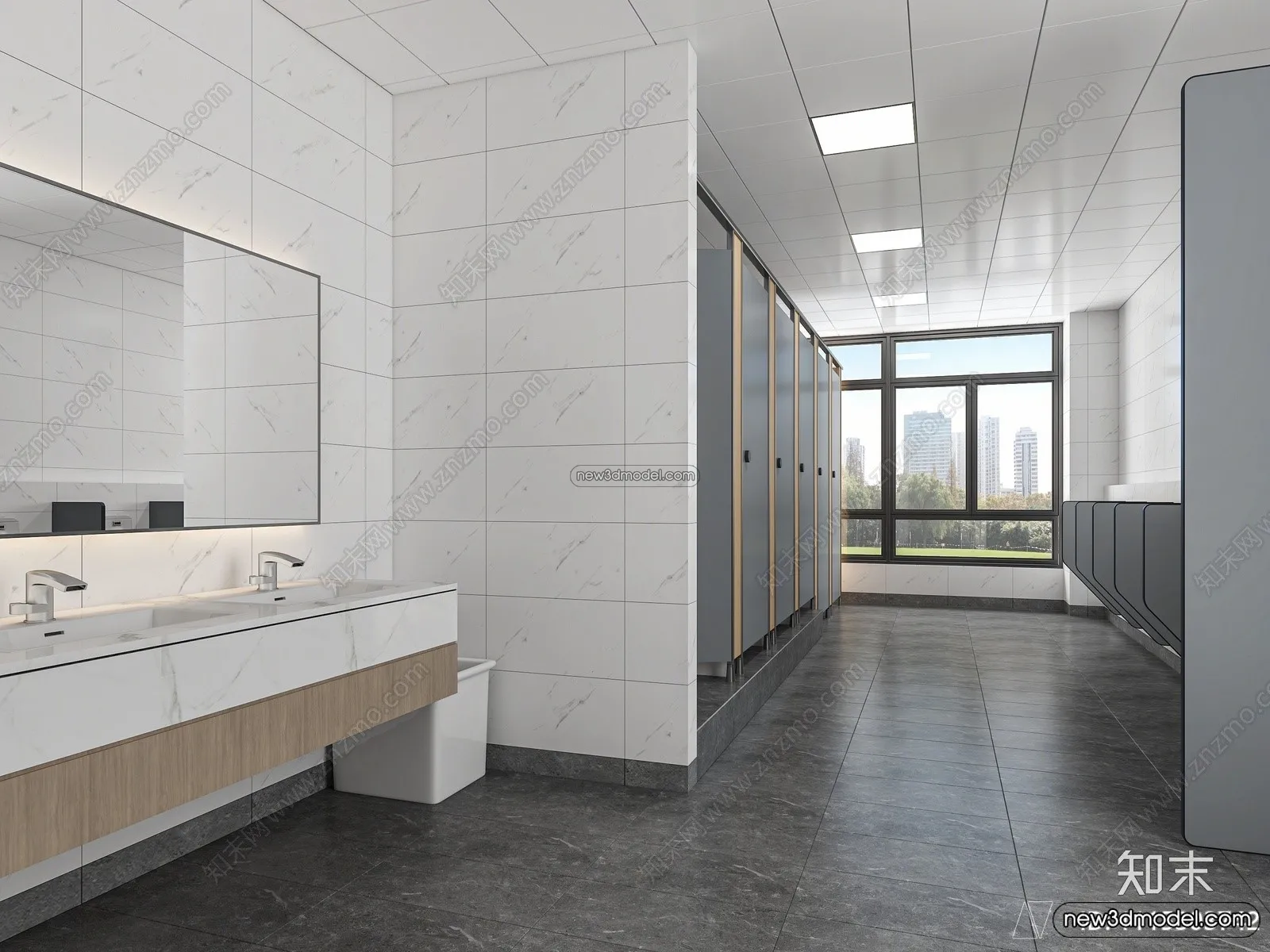 Public Toilet - WC - 3D Interior Scene - 3D Models - 097