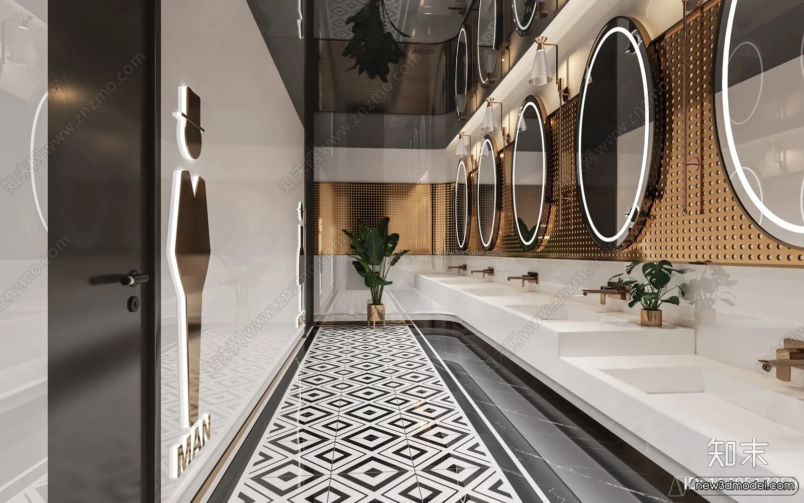 Public Toilet - WC - 3D Interior Scene - 3D Models - 099