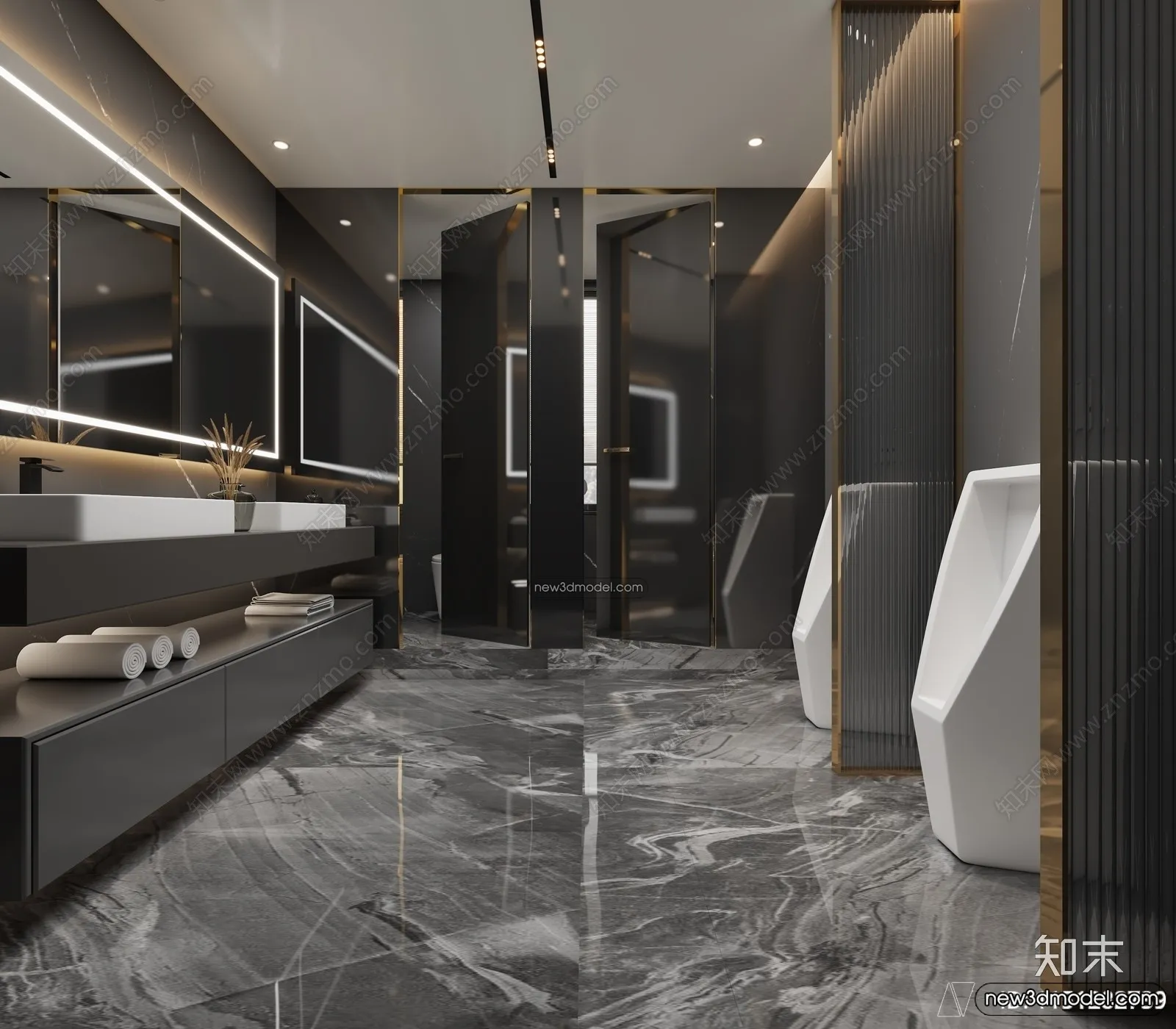 Public Toilet - WC - 3D Interior Scene - 3D Models - 102