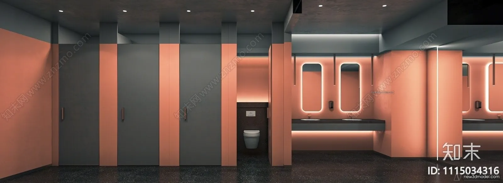 Public Toilet - WC - 3D Interior Scene - 3D Models - 107