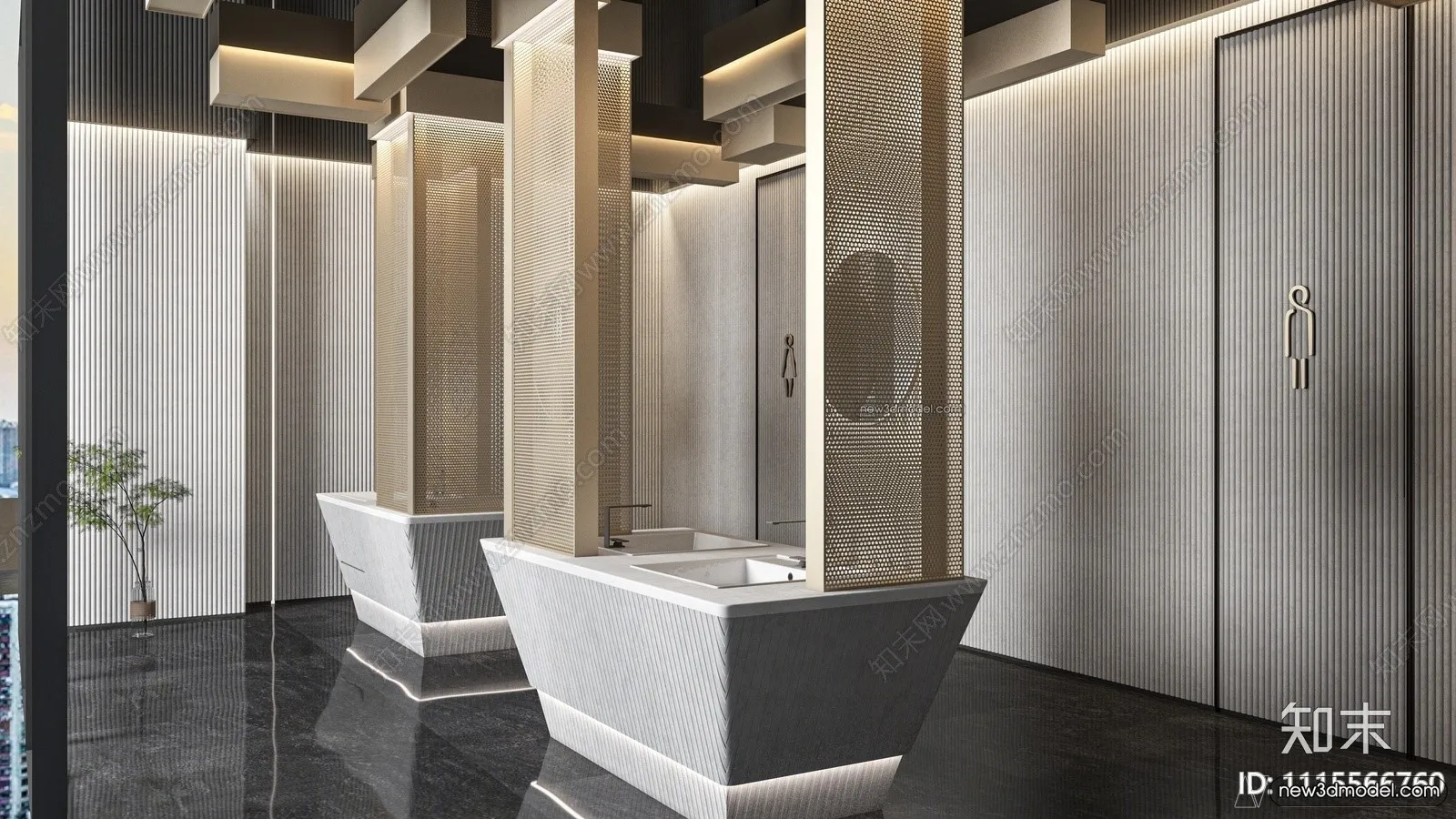 Public Toilet - WC - 3D Interior Scene - 3D Models - 108