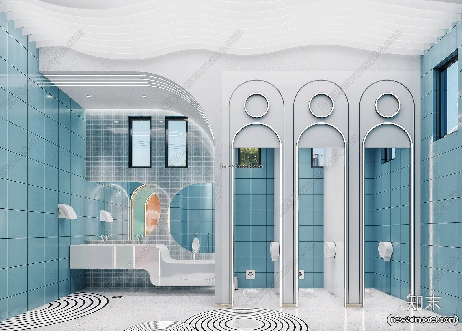 Public Toilet - WC - 3D Interior Scene - 3D Models - 116