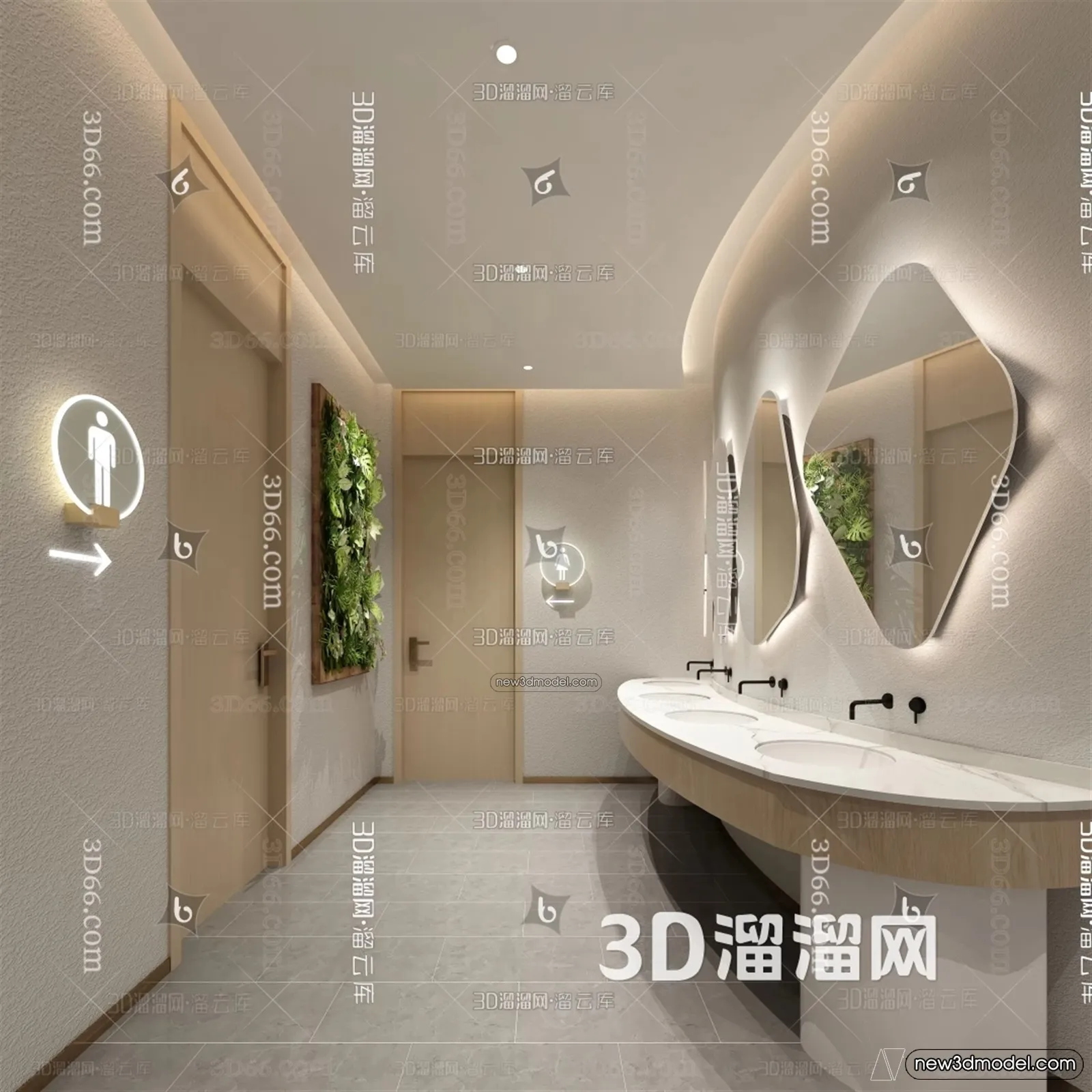 Public Toilet - WC - 3D Interior Scene - 3D Models - 119