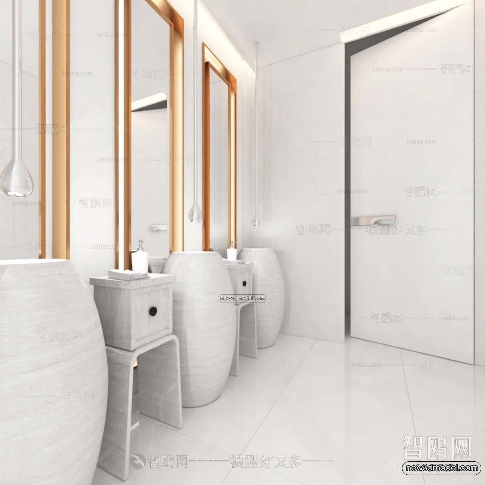 Public Toilet - WC - 3D Interior Scene - 3D Models - 121