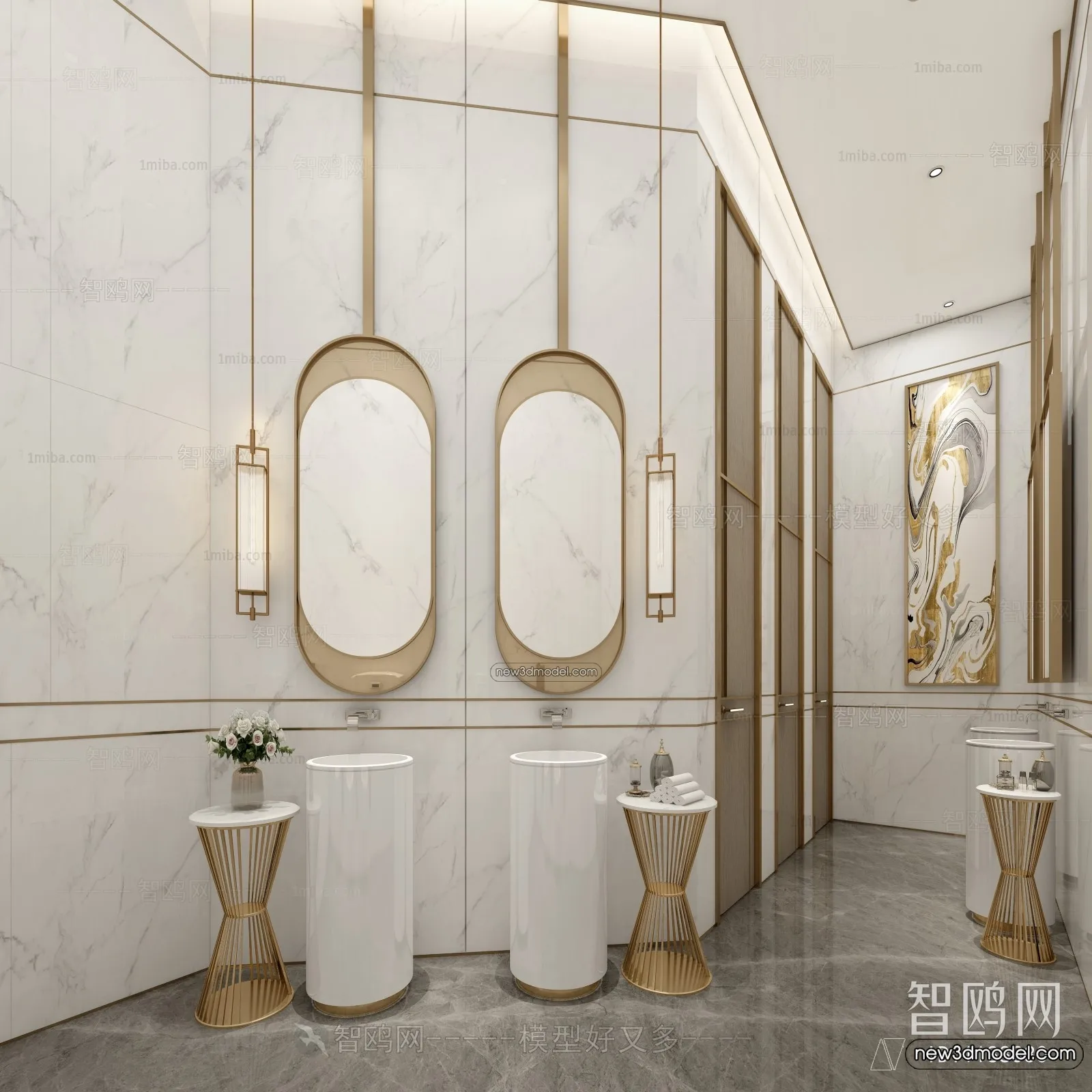 Public Toilet - WC - 3D Interior Scene - 3D Models - 122