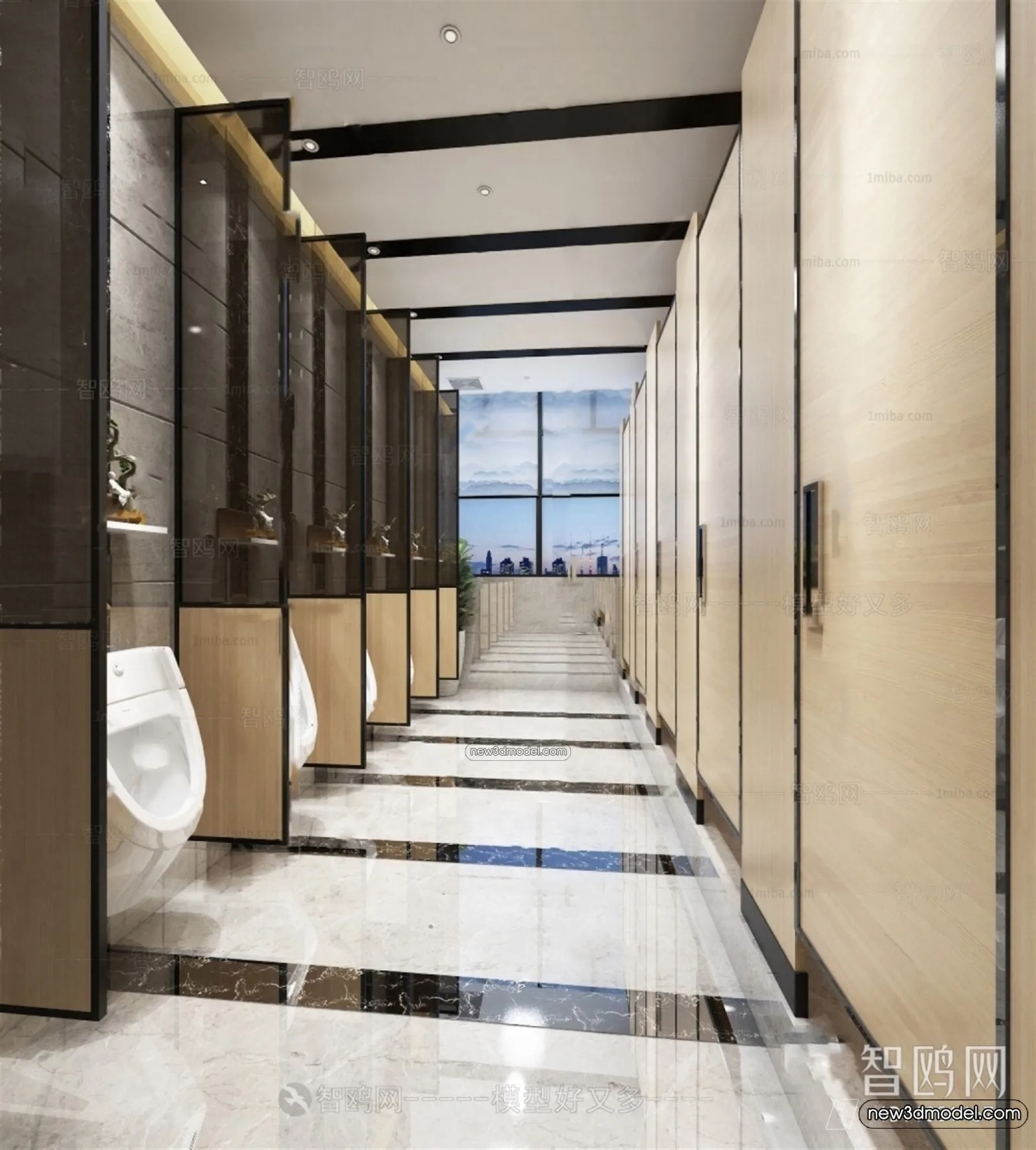 Public Toilet - WC - 3D Interior Scene - 3D Models - 123