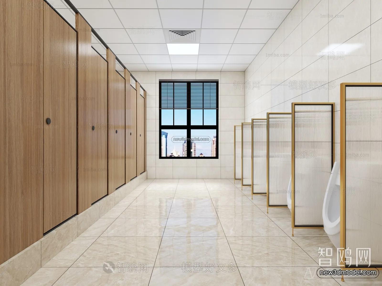Public Toilet - WC - 3D Interior Scene - 3D Models - 124