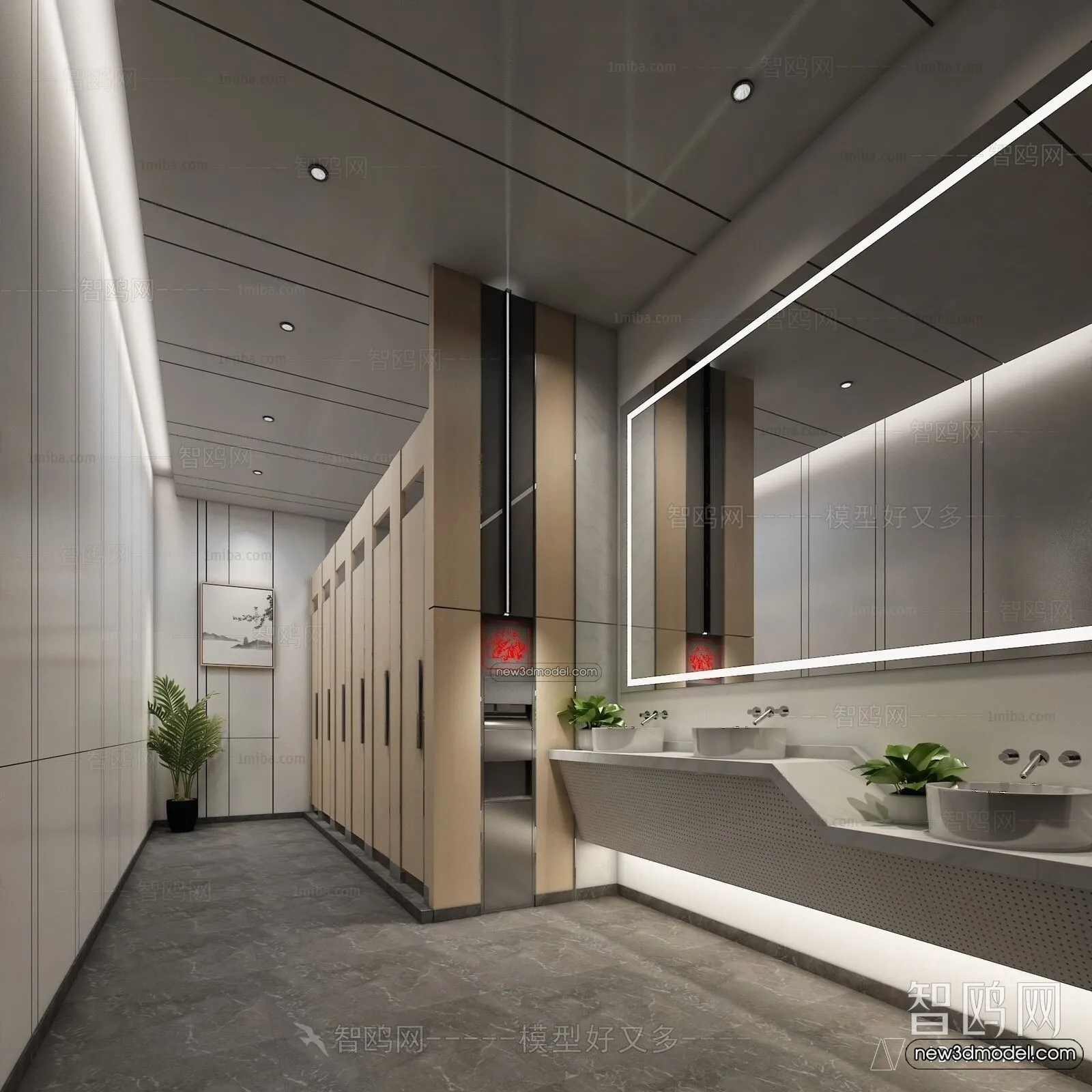 Public Toilet - WC - 3D Interior Scene - 3D Models - 125