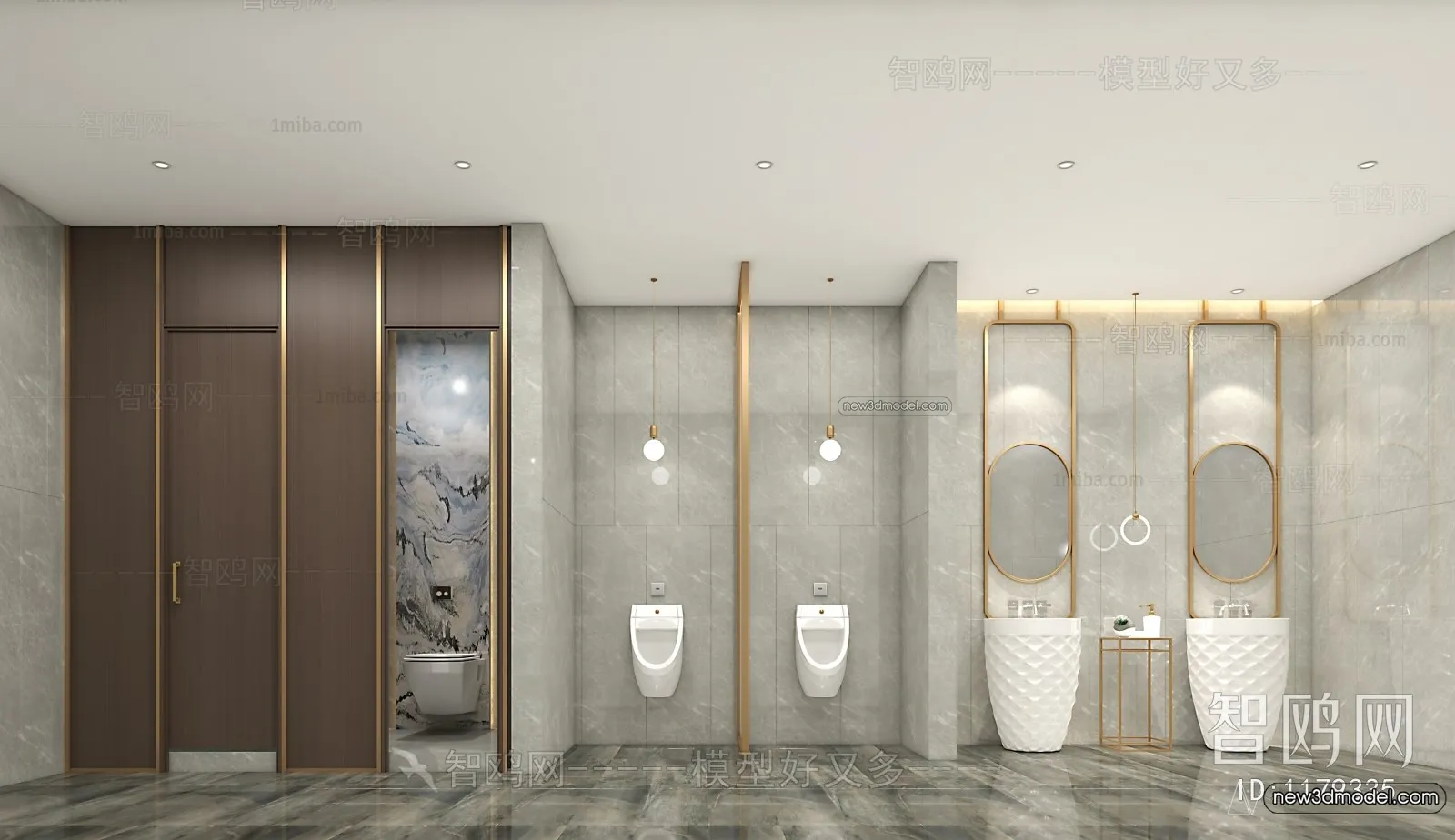 Public Toilet - WC - 3D Interior Scene - 3D Models - 126