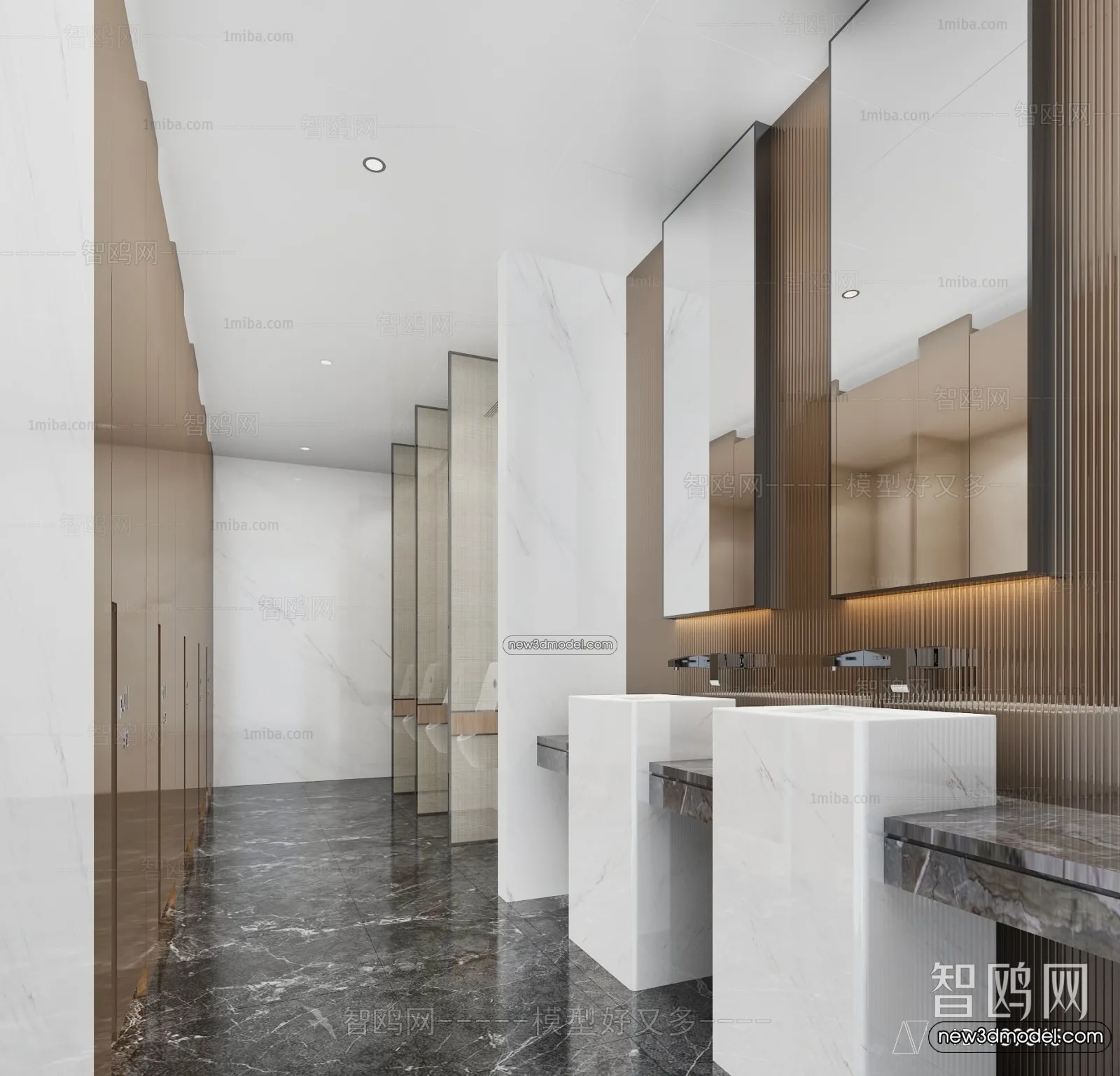 Public Toilet - WC - 3D Interior Scene - 3D Models - 129