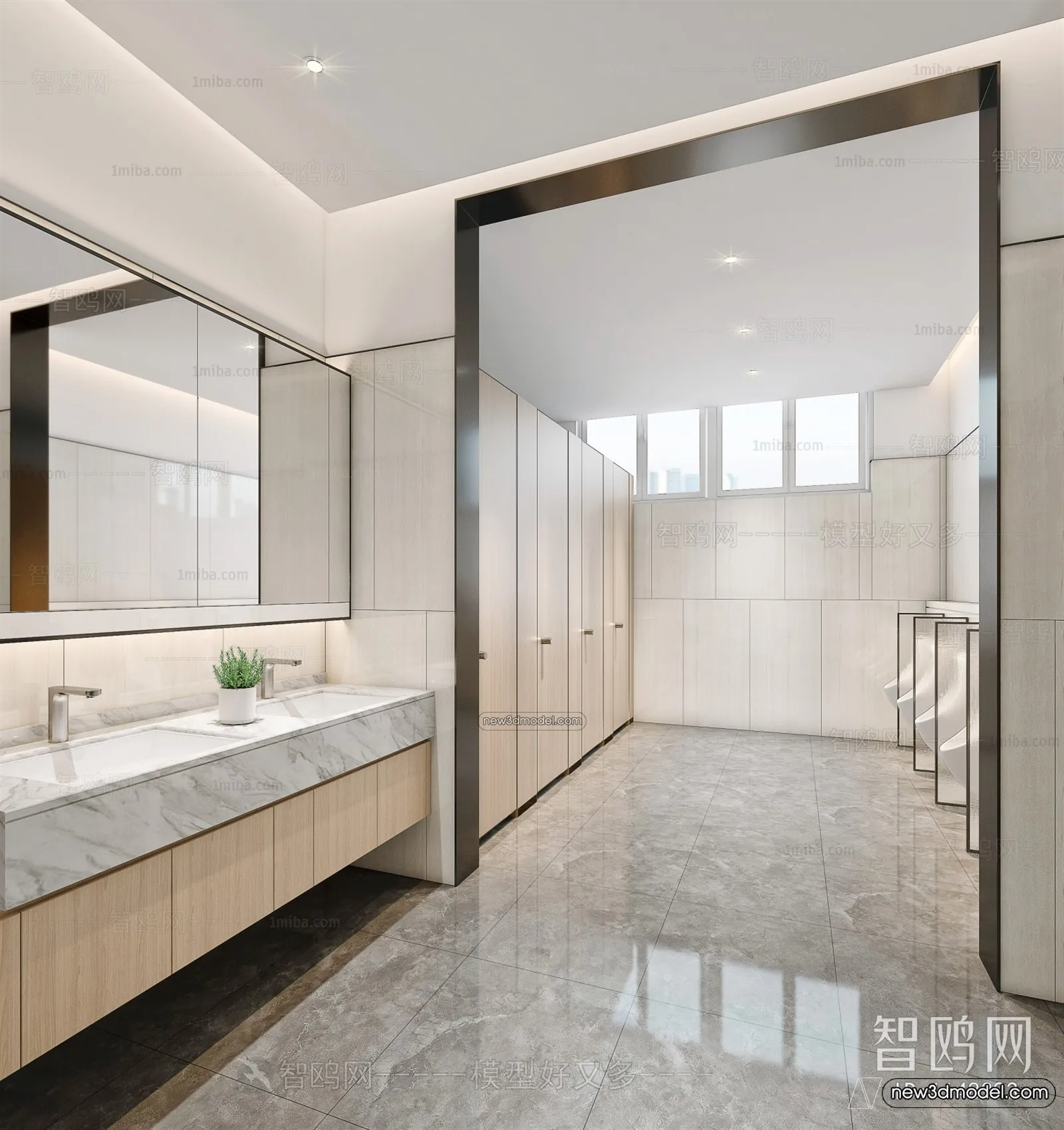 Public Toilet - WC - 3D Interior Scene - 3D Models - 131