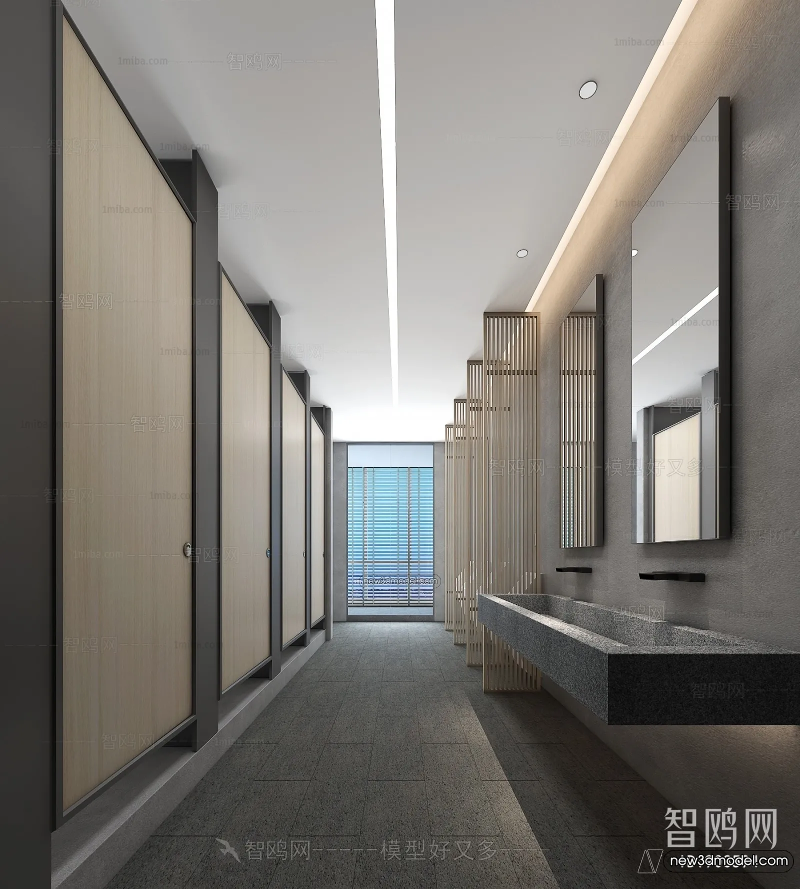 Public Toilet - WC - 3D Interior Scene - 3D Models - 132