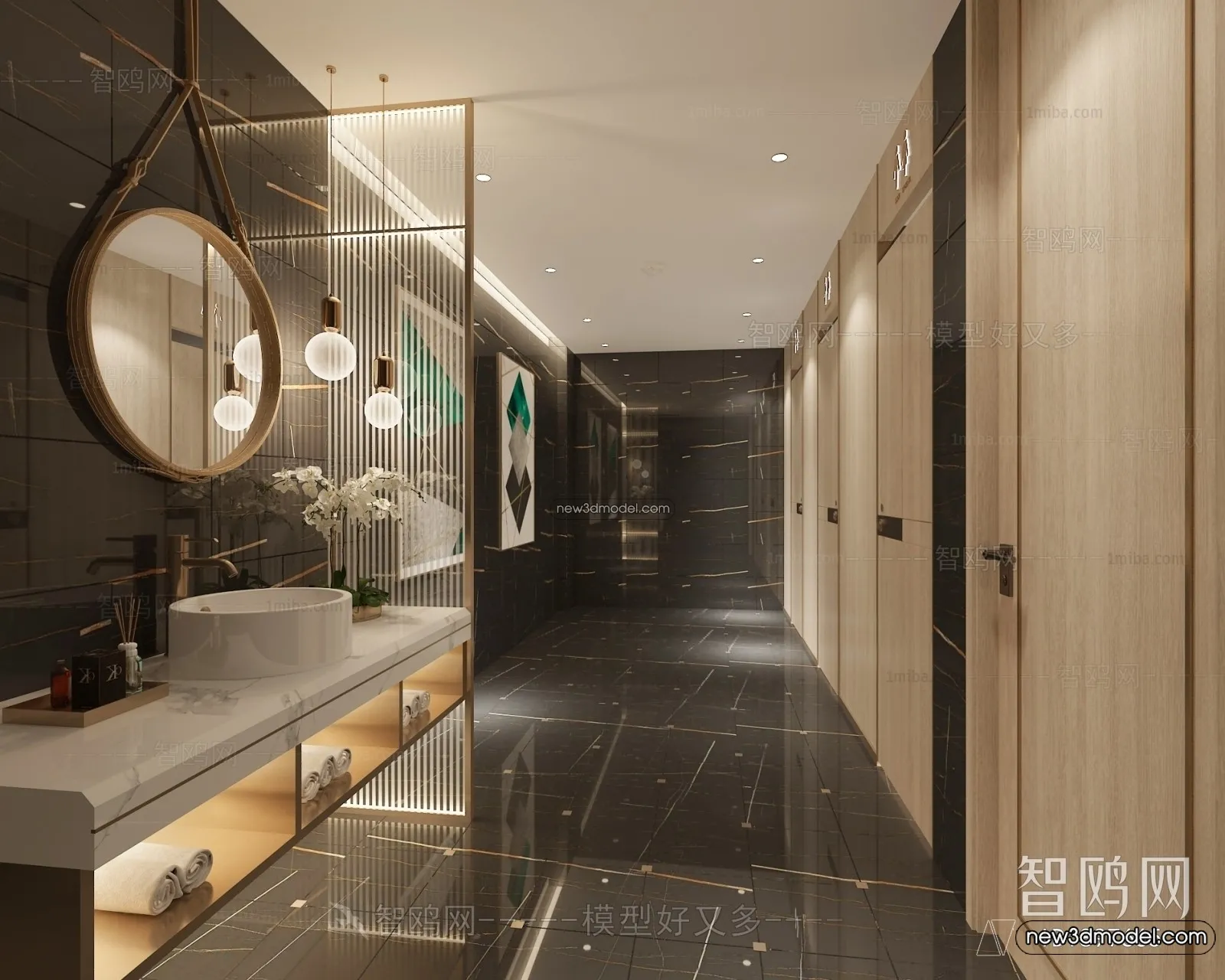 Public Toilet - WC - 3D Interior Scene - 3D Models - 136