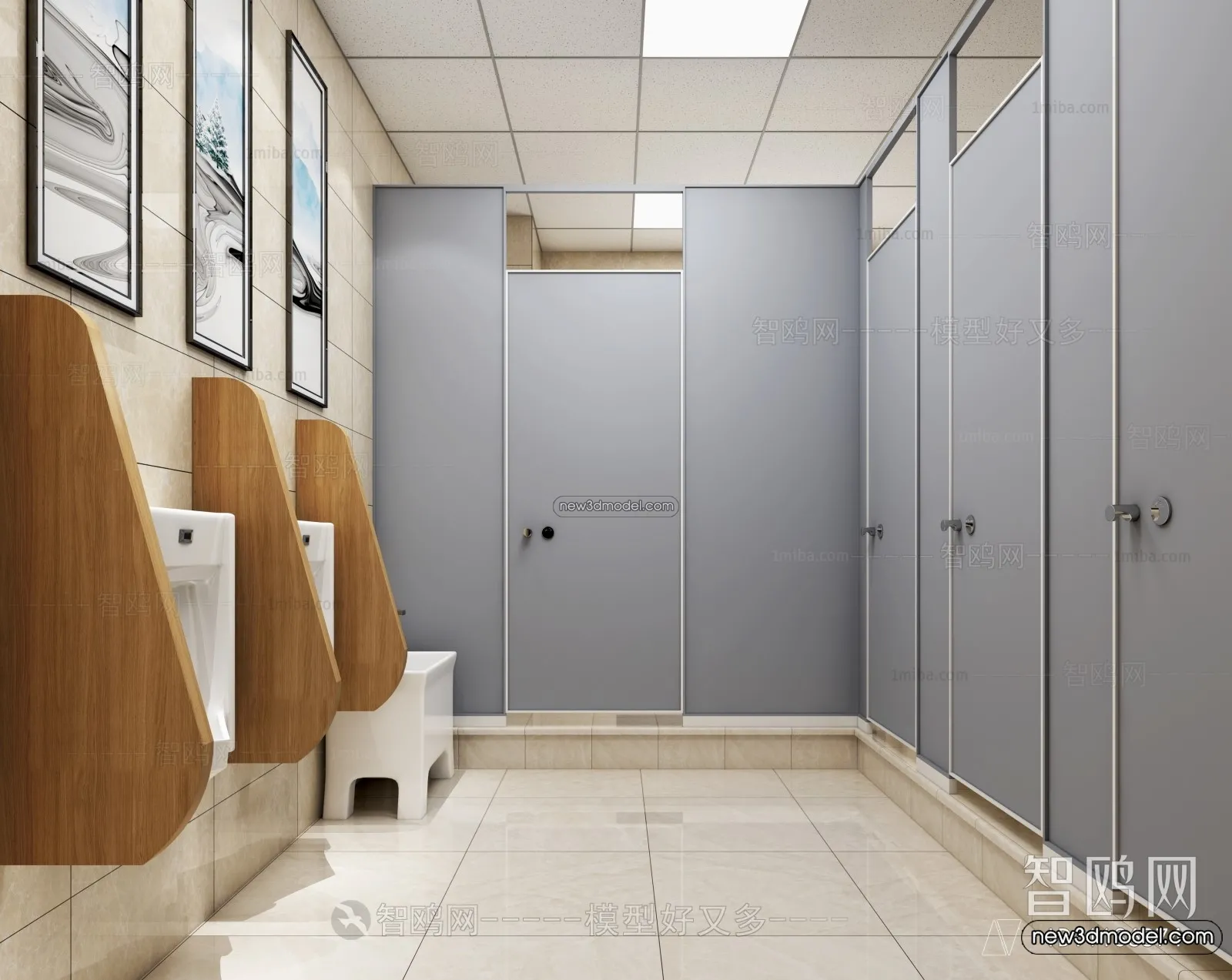 Public Toilet - WC - 3D Interior Scene - 3D Models - 137