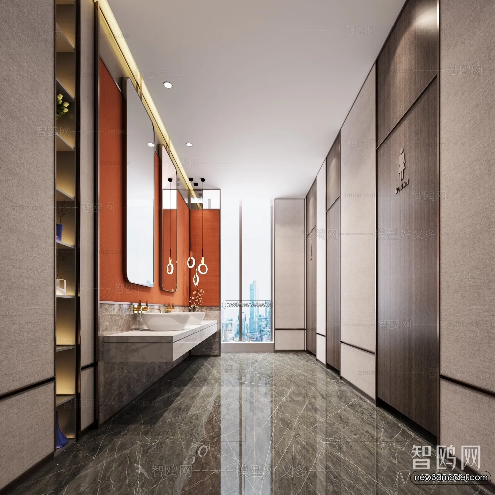 Public Toilet - WC - 3D Interior Scene - 3D Models - 138