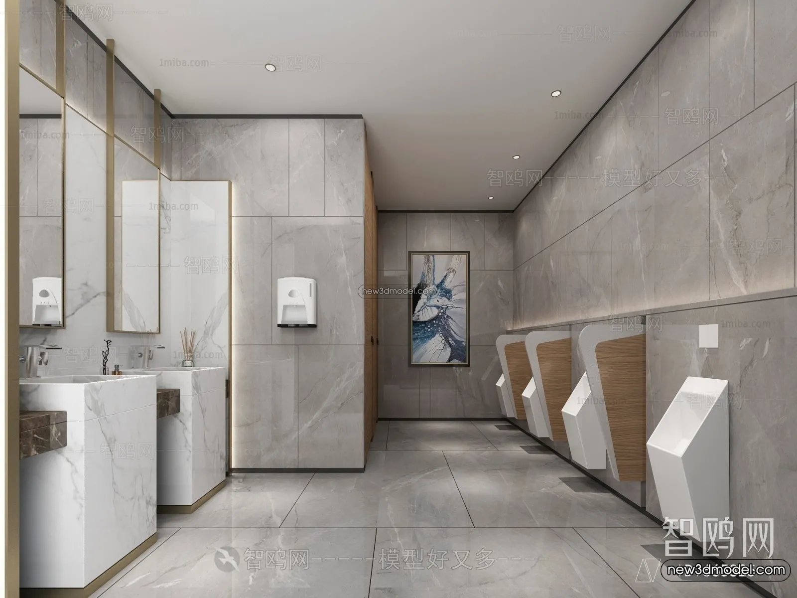 Public Toilet - WC - 3D Interior Scene - 3D Models - 140