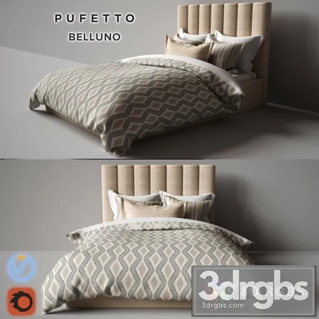 Pufetto Belluno Bed 3D Model Free