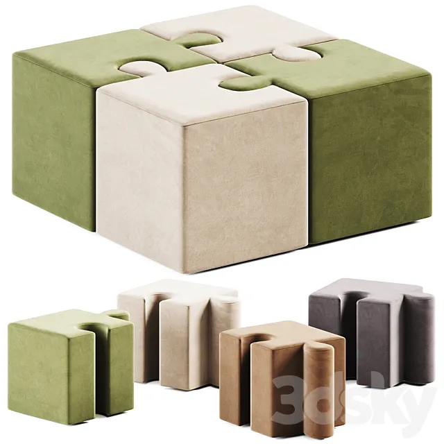 PUFFLE Fabric pouf by Arketicom Design _ Pouf 3DModel