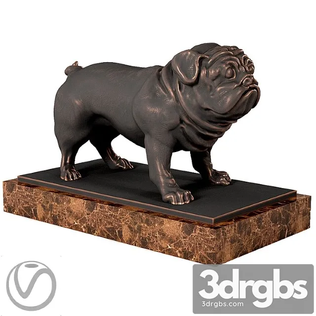 Pug sculpture 3D Model Free