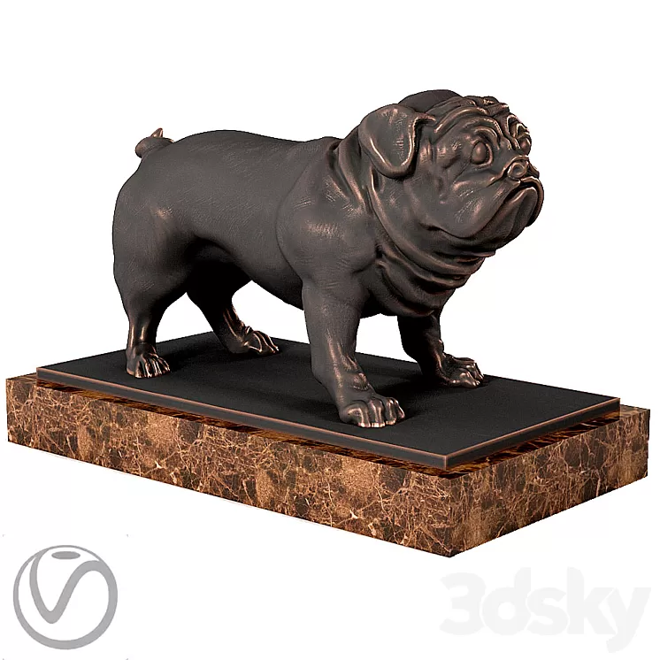 Pug Sculpture 3D Model