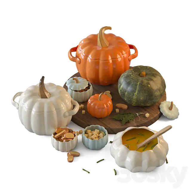 Pumpkin set 3D Model