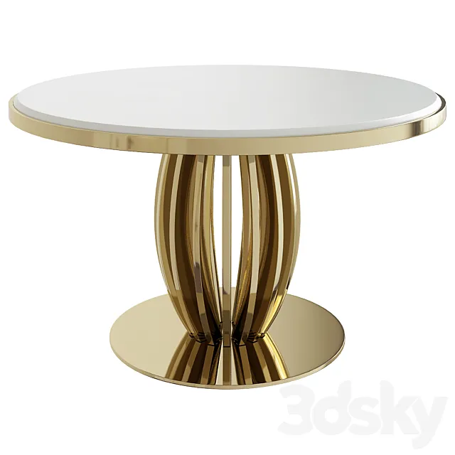 Pumpkin White and Gold Table from Roberto Cavalli 3D Model